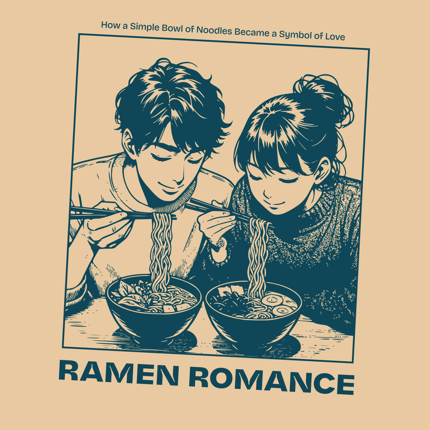 Ramen Romance T-Shirt | Anime Manga Couple Noodle Foodie