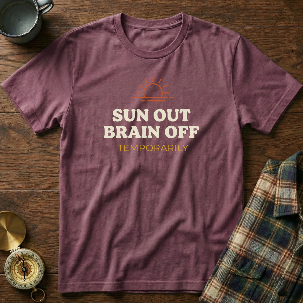 Coastal Escape Sun Out Brain Off T-Shirt in Berry