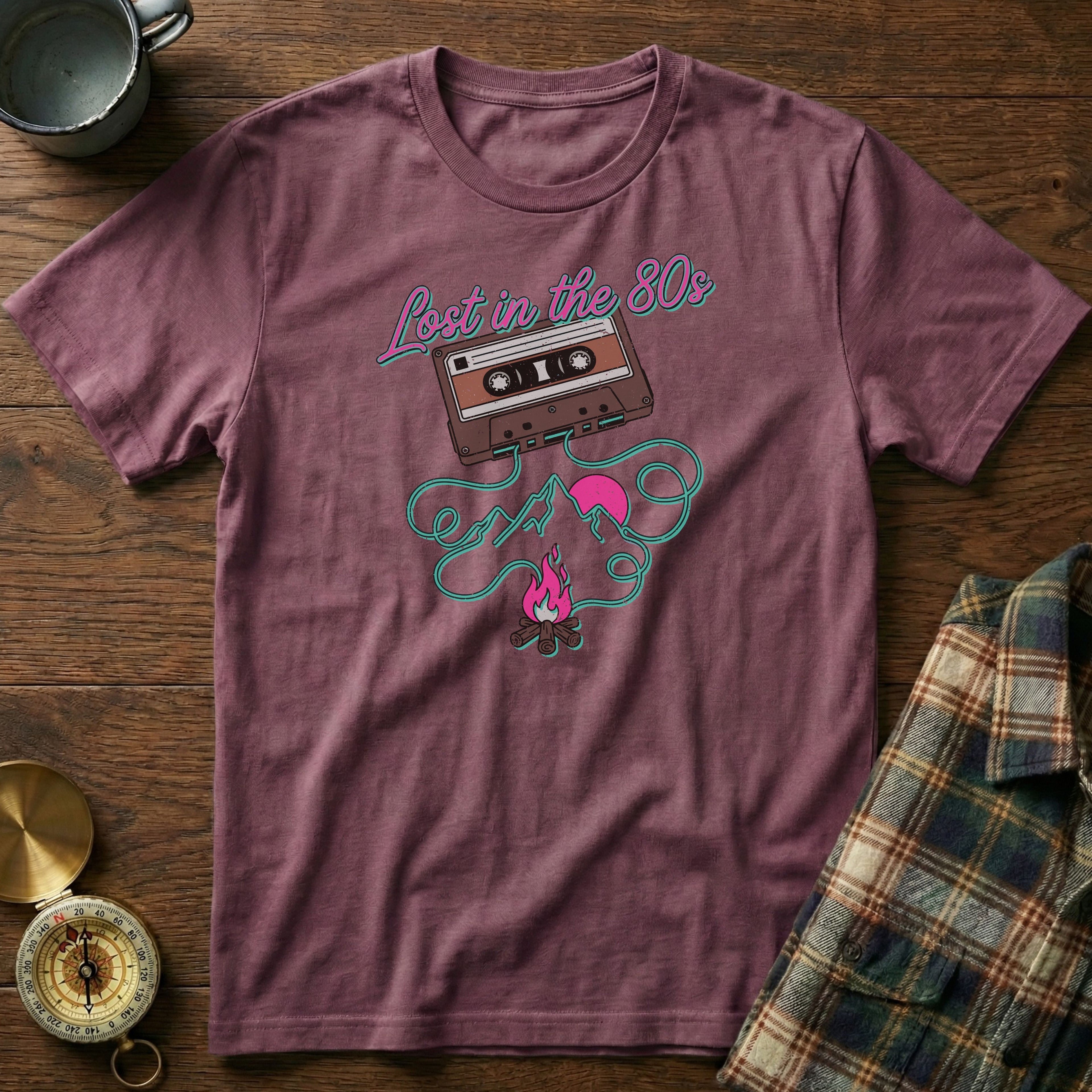 Lost in the 80s Retro Cassette T-Shirt in Berry