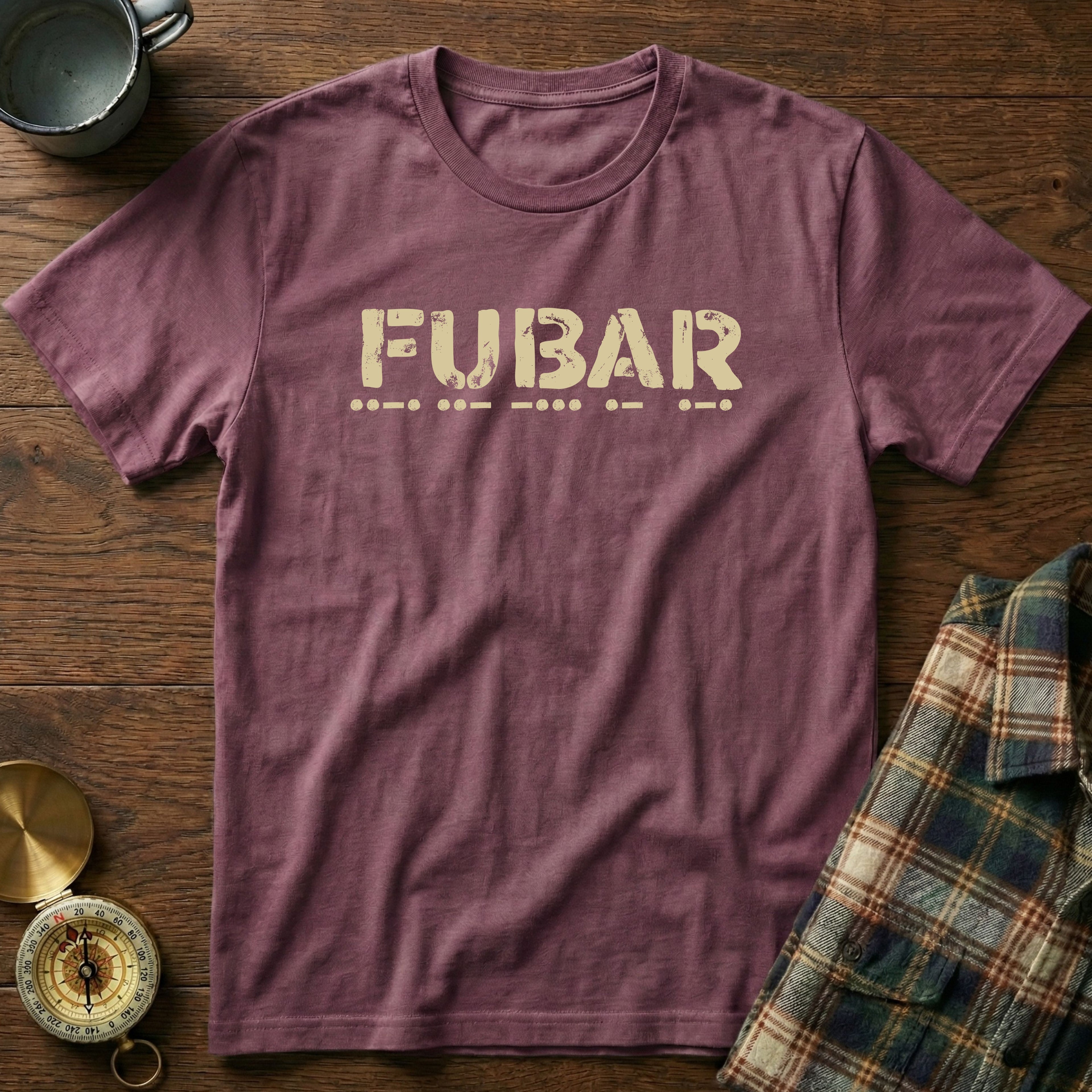 FUBAR Morse Code T-Shirt in Berry