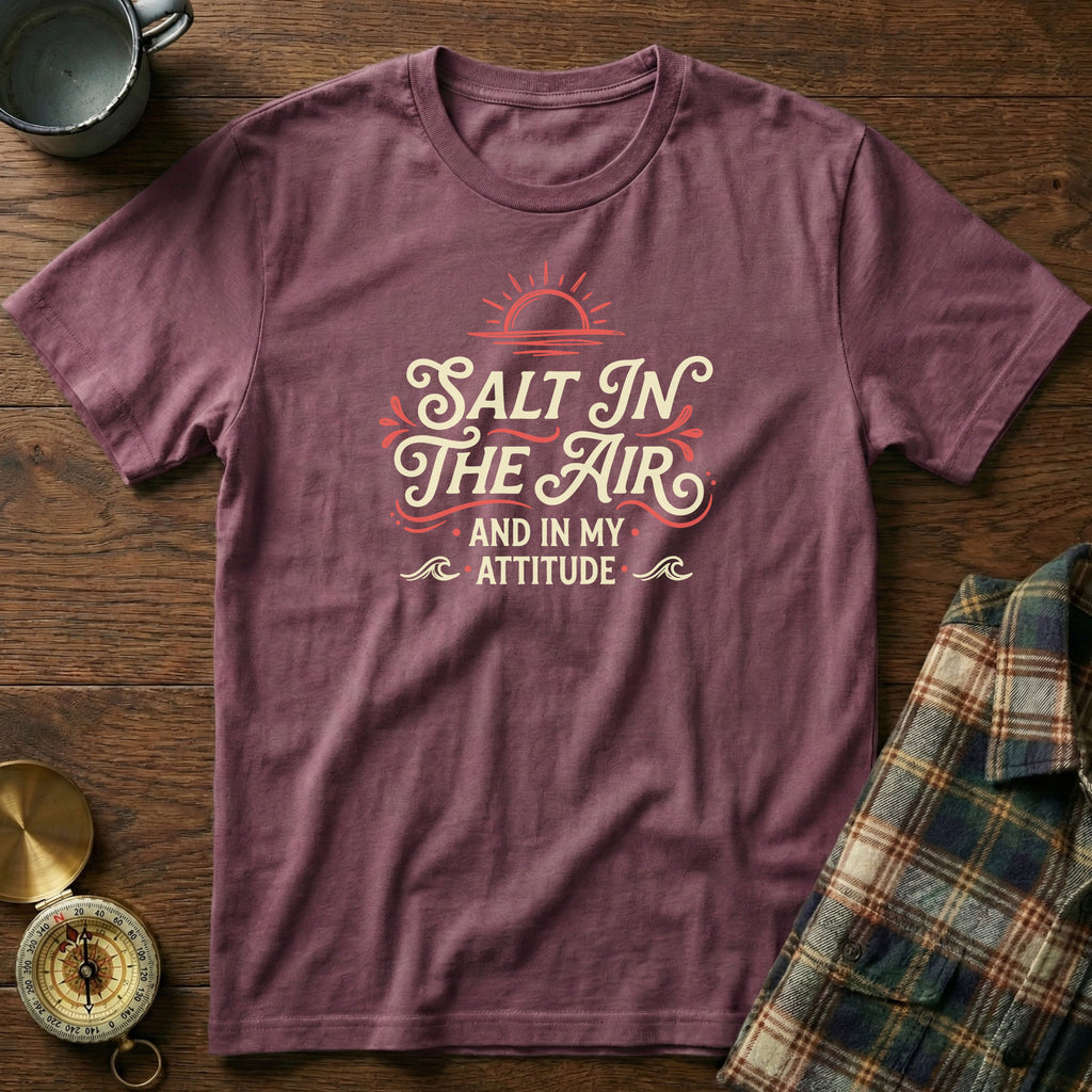Salt In The Air And In My Attitude T-Shirt in Berry
