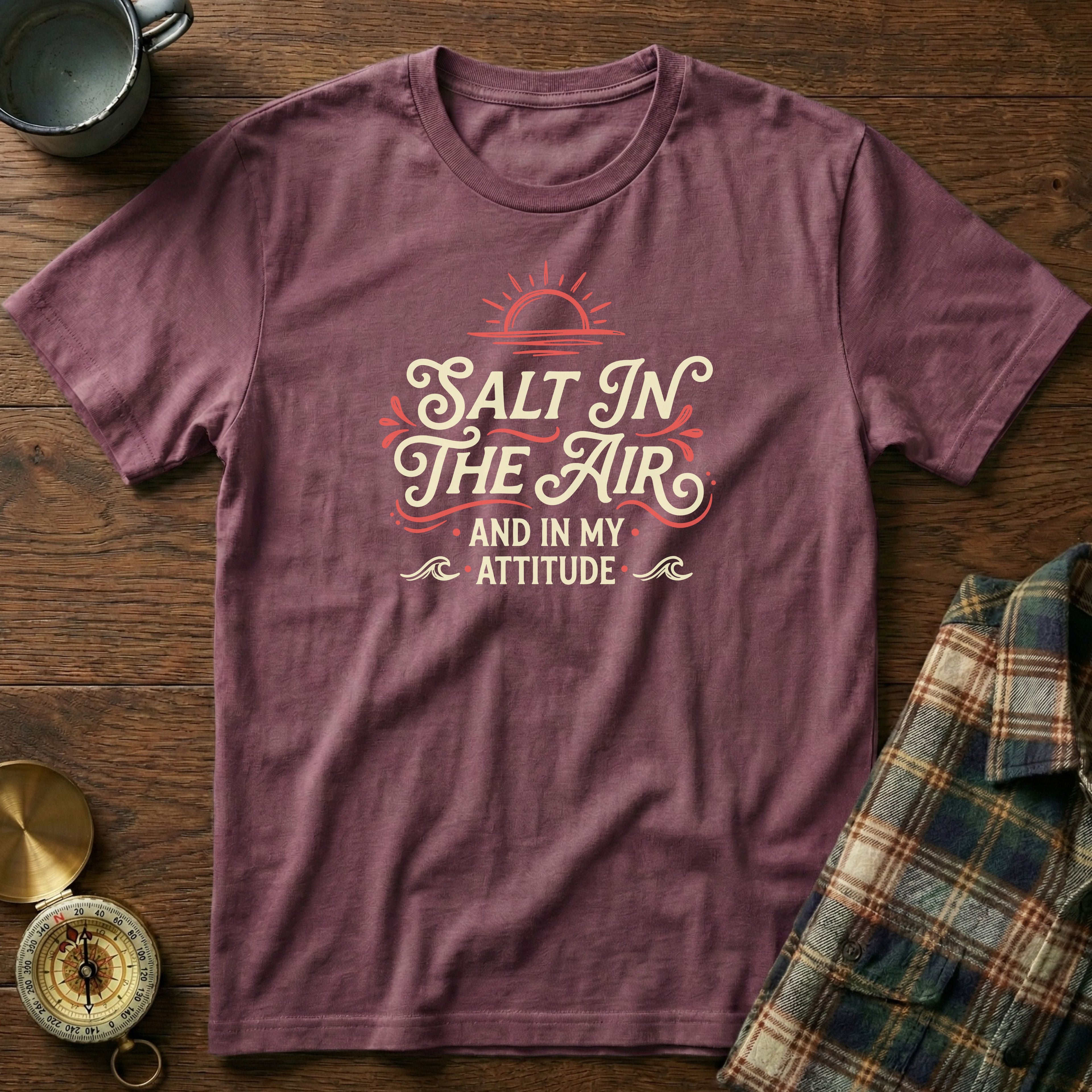 Salt In The Air And In My Attitude T-Shirt in Berry