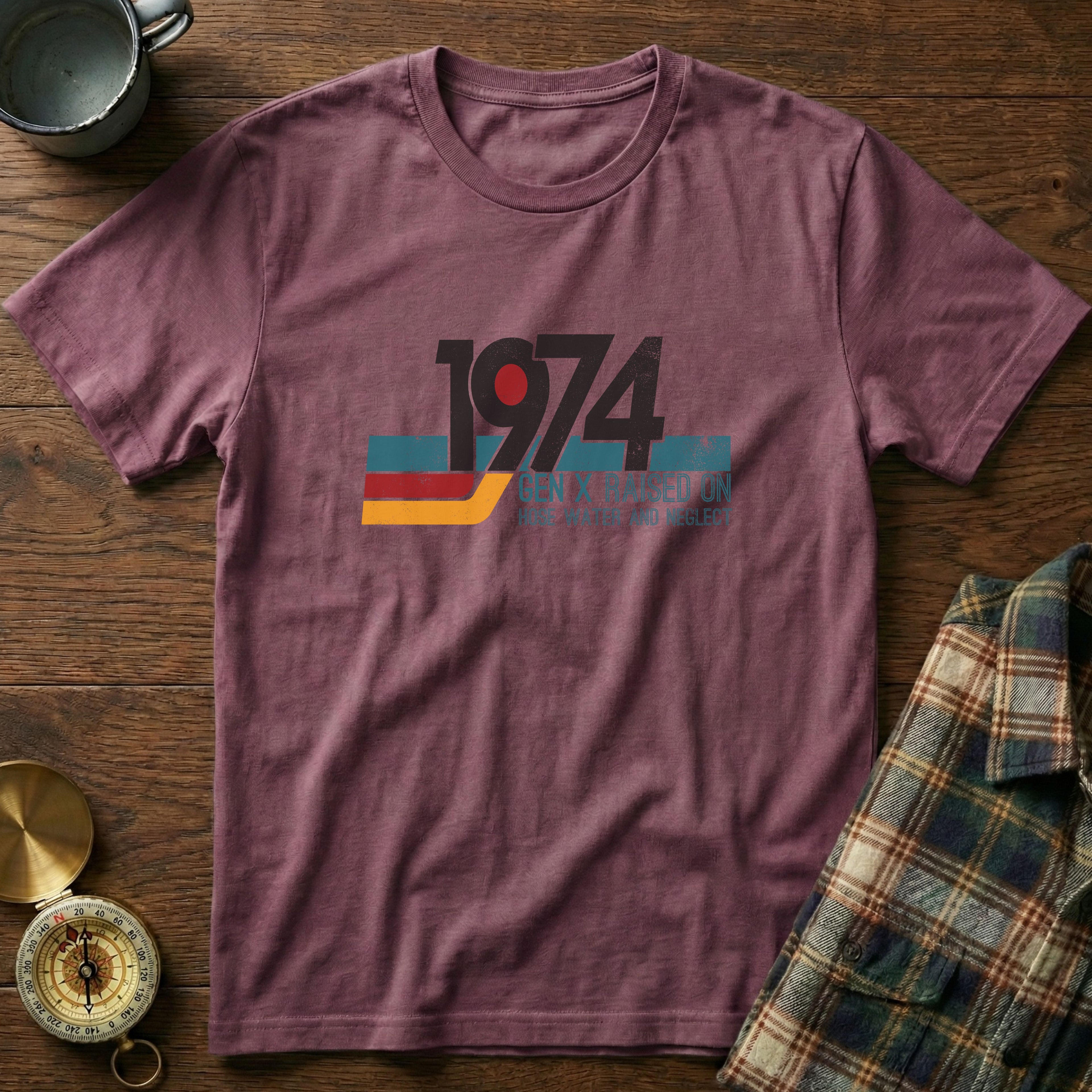 1974 Gen X Raised on Hose Water T-Shirt in Berry