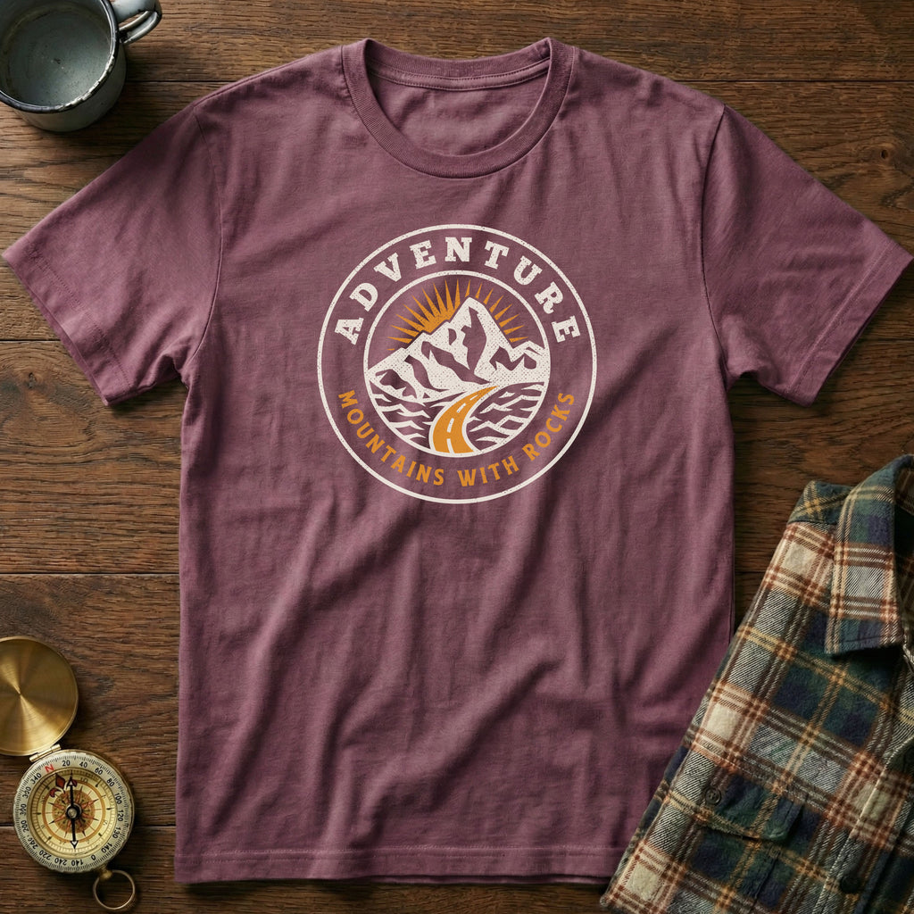 Distant Peaks Adventure Badge T-Shirt in Berry