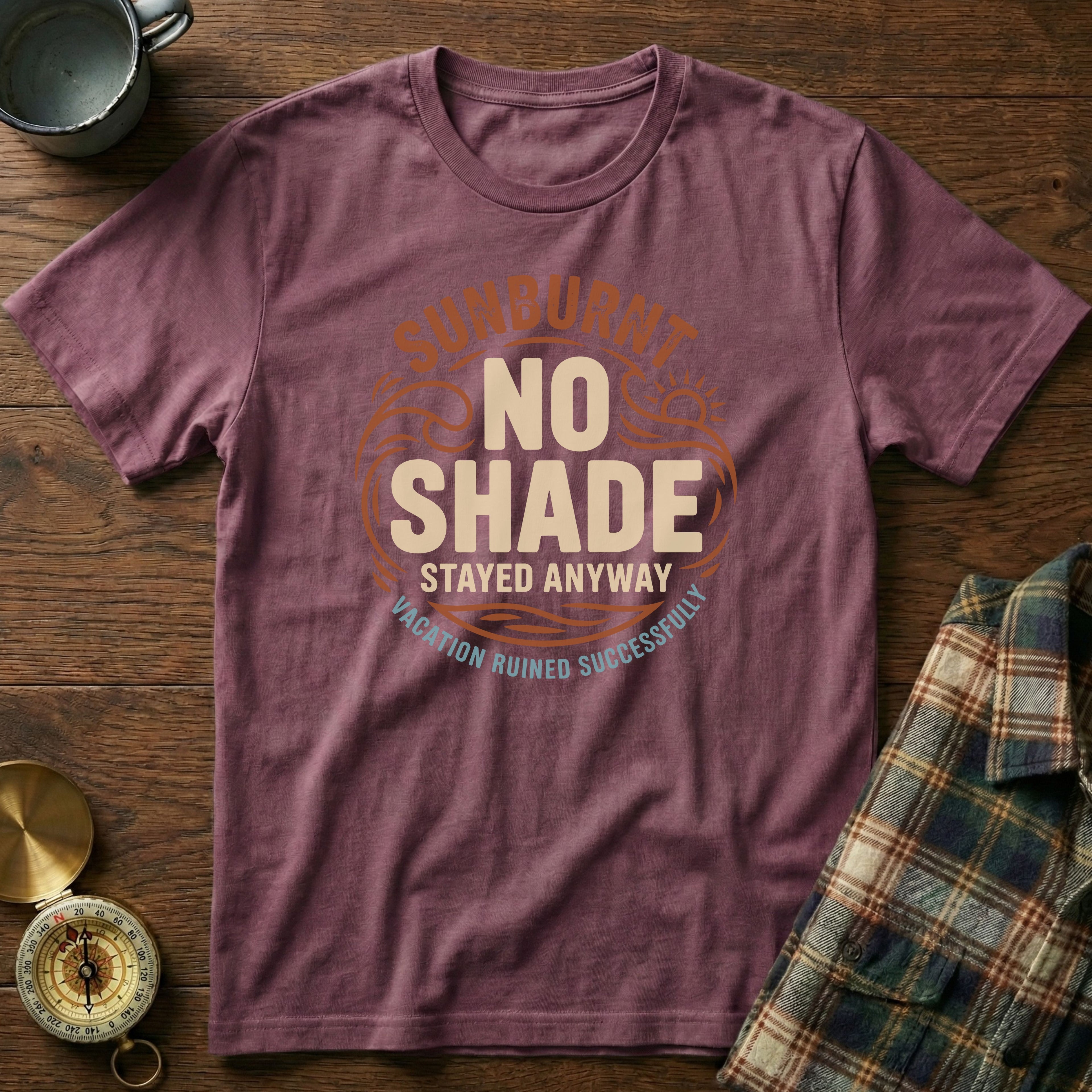 Sun Lover No Shade Stayed Anyway T-shirt in Berry