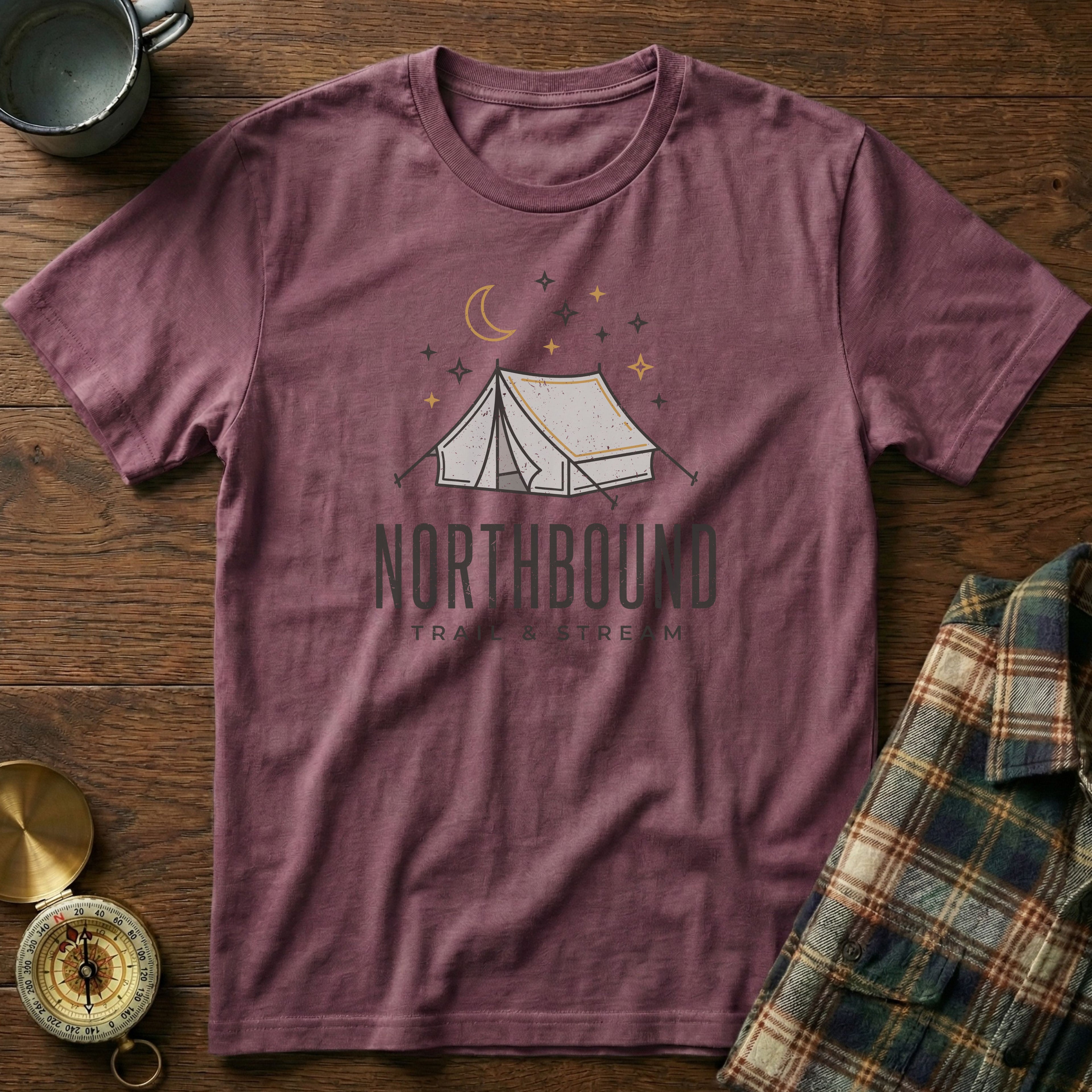 Trail and Stream Graphic Tent T-Shirt in Berry