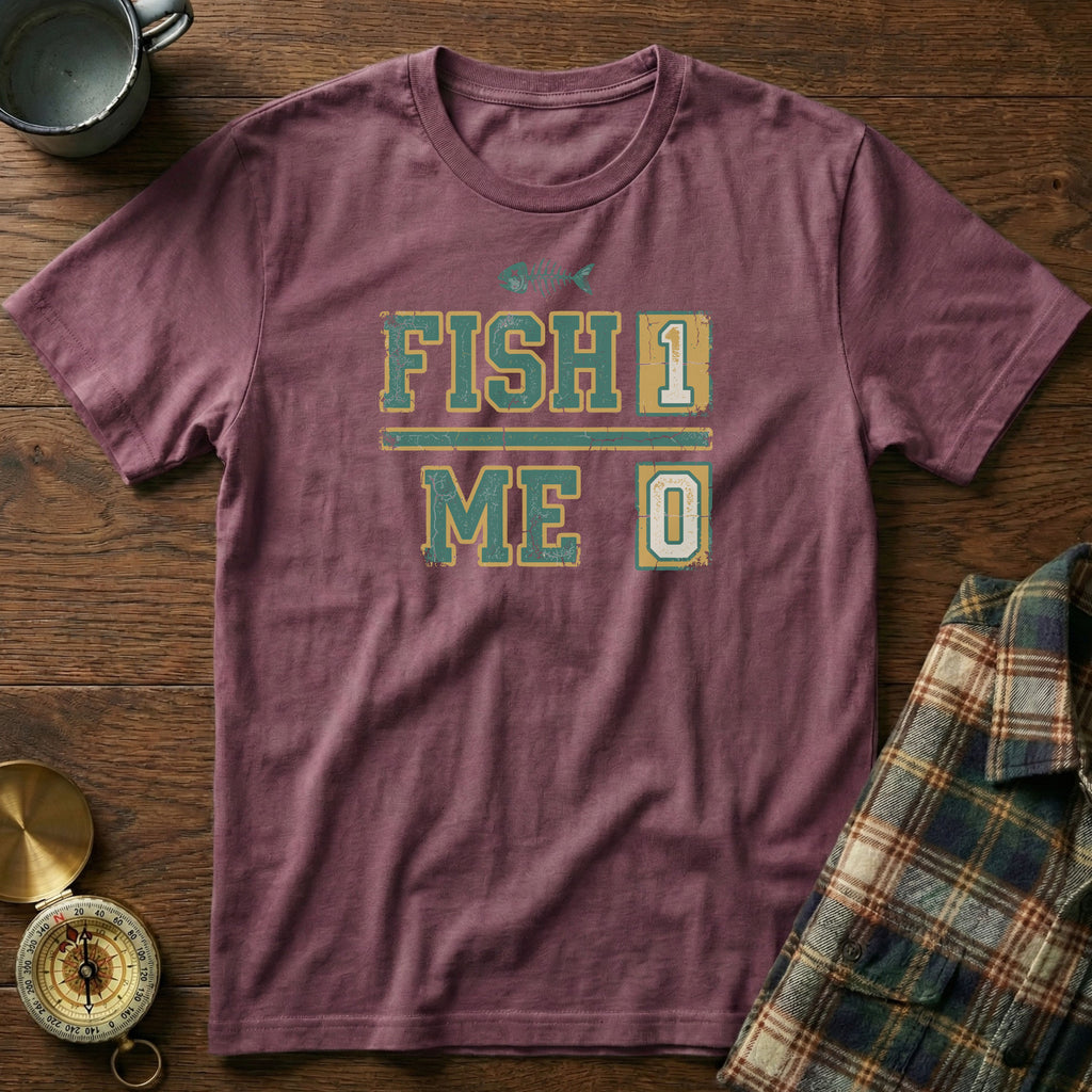 Local Angler Humor Fish 1 Me 0 Snarky Fishing T-Shirt in Berry