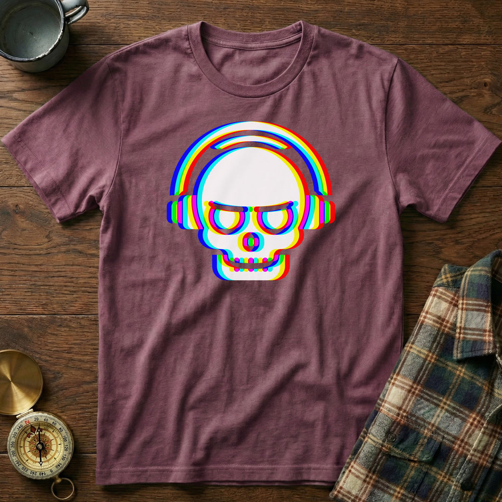 Rave DJ Skull T-Shirt in Berry