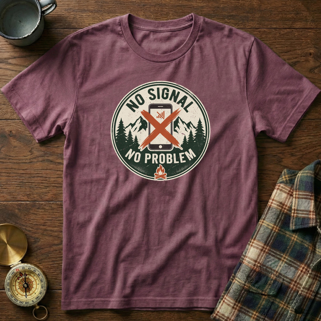 No Signal No Problem T-Shirt in Berry