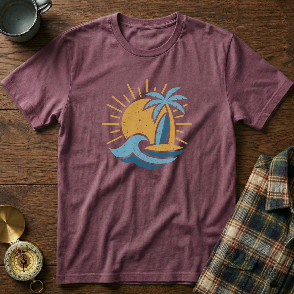 Vintage Island Sun Surf T-Shirt in Berry