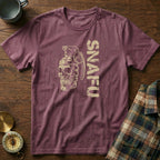 SNAFU Skull Grenade T-Shirt in Berry