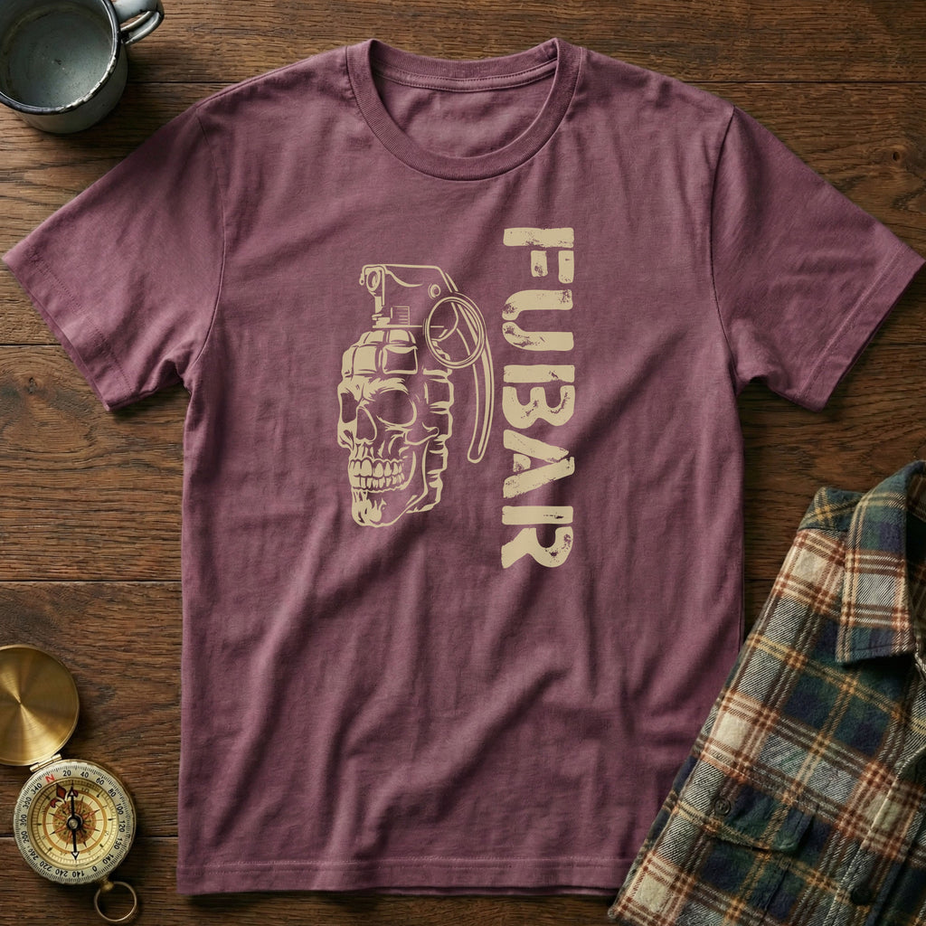 FUBAR Skull Grenade T-Shirt in Berry