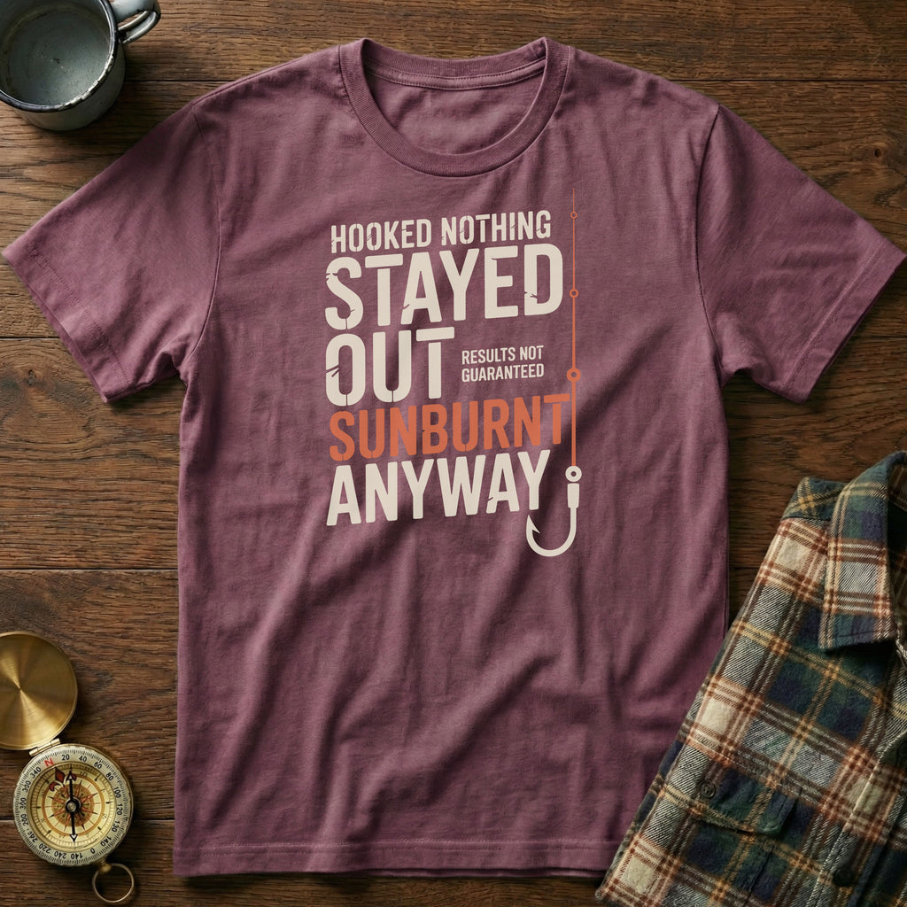 Coastal Fishing Snark Sunburnt Anyway T-shirt in Berry