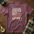 Coastal Fishing Snark Sunburnt Anyway T-shirt in Berry