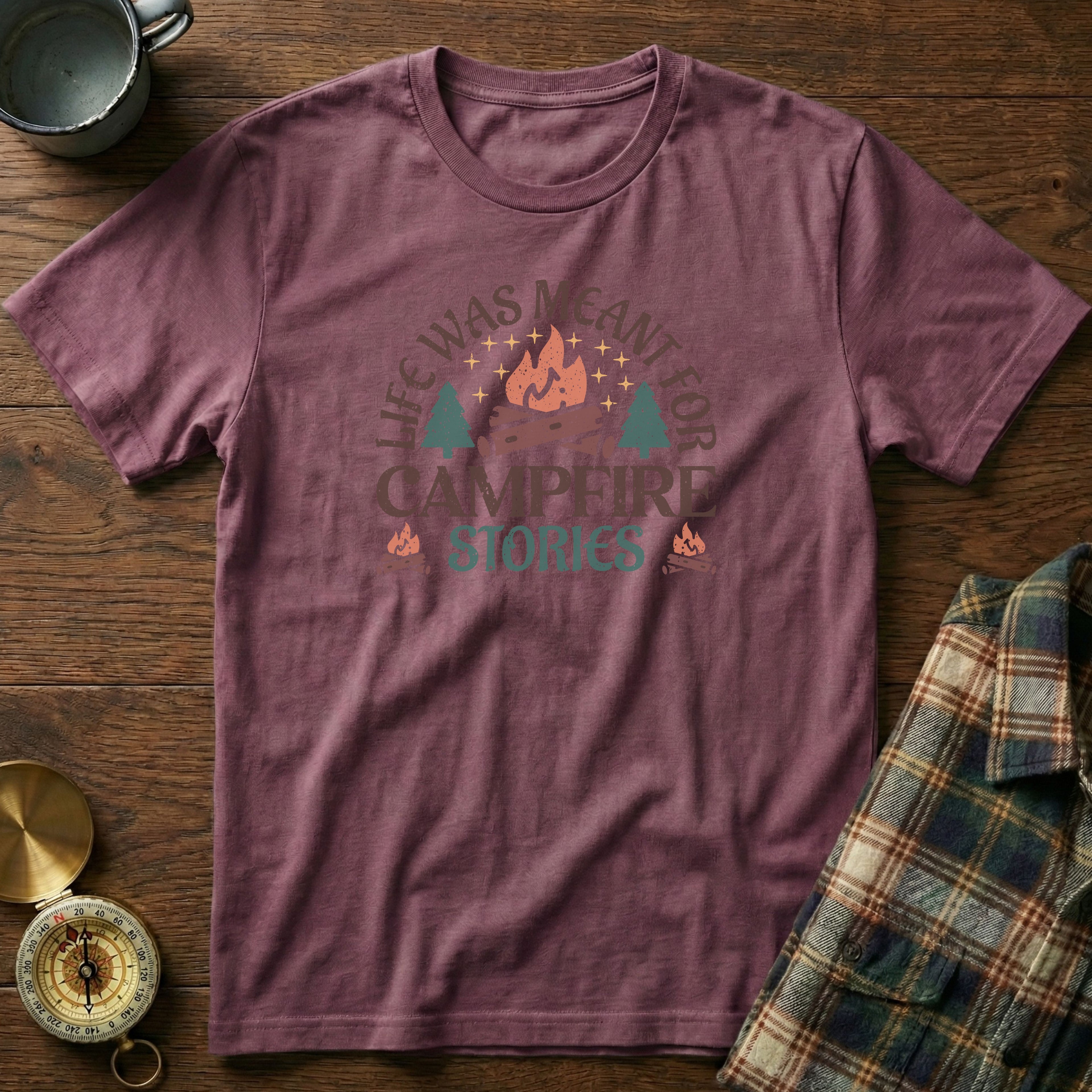 Life Was Meant For Campfire Stories T-Shirt in Berry