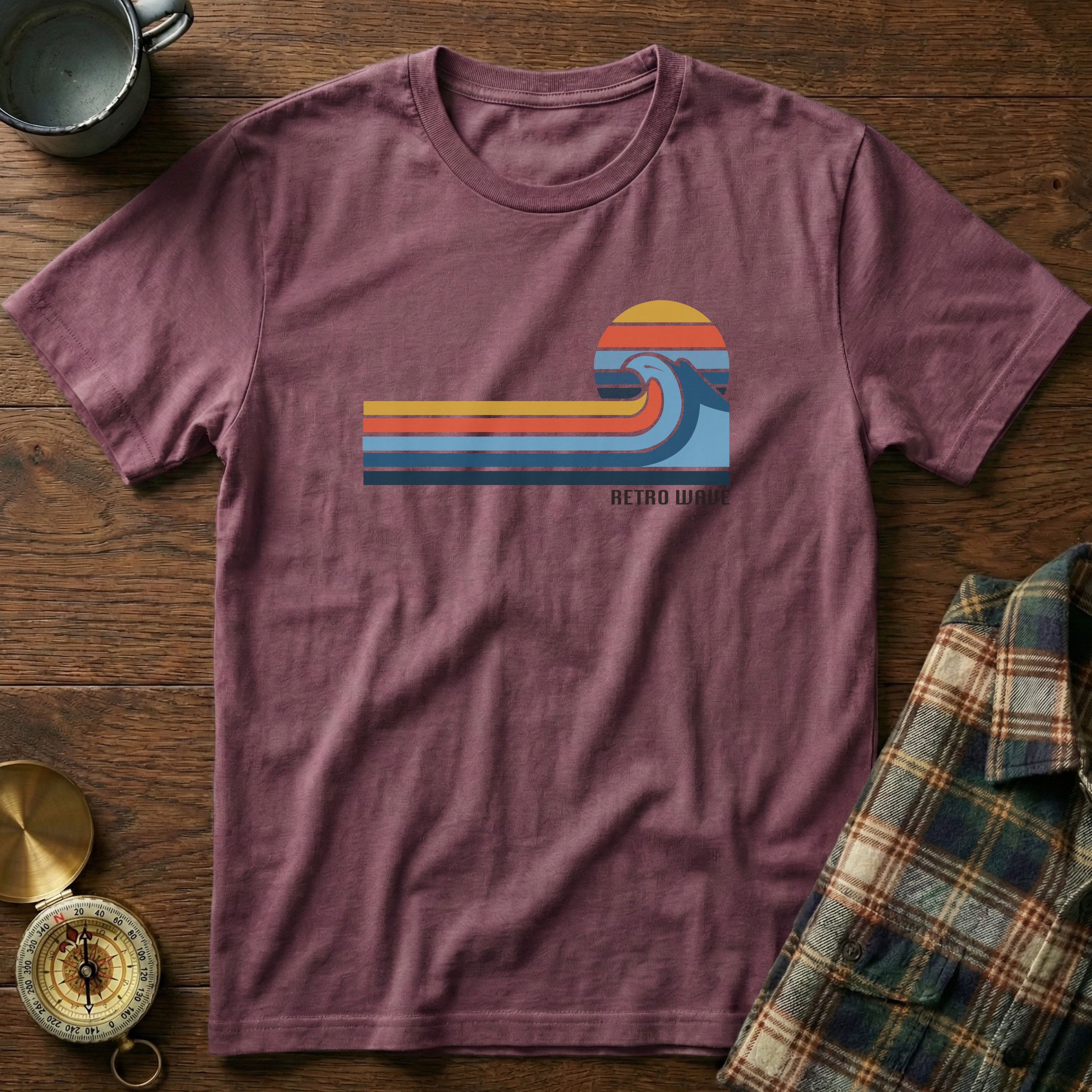 California Retro Wave Surf & Sun Graphic T-Shirt in Berry