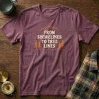 From Shorelines To Tree Lines T-Shirt in Berry