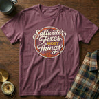 Coastal Retro 'Saltwater' Statement T-Shirt in Berry