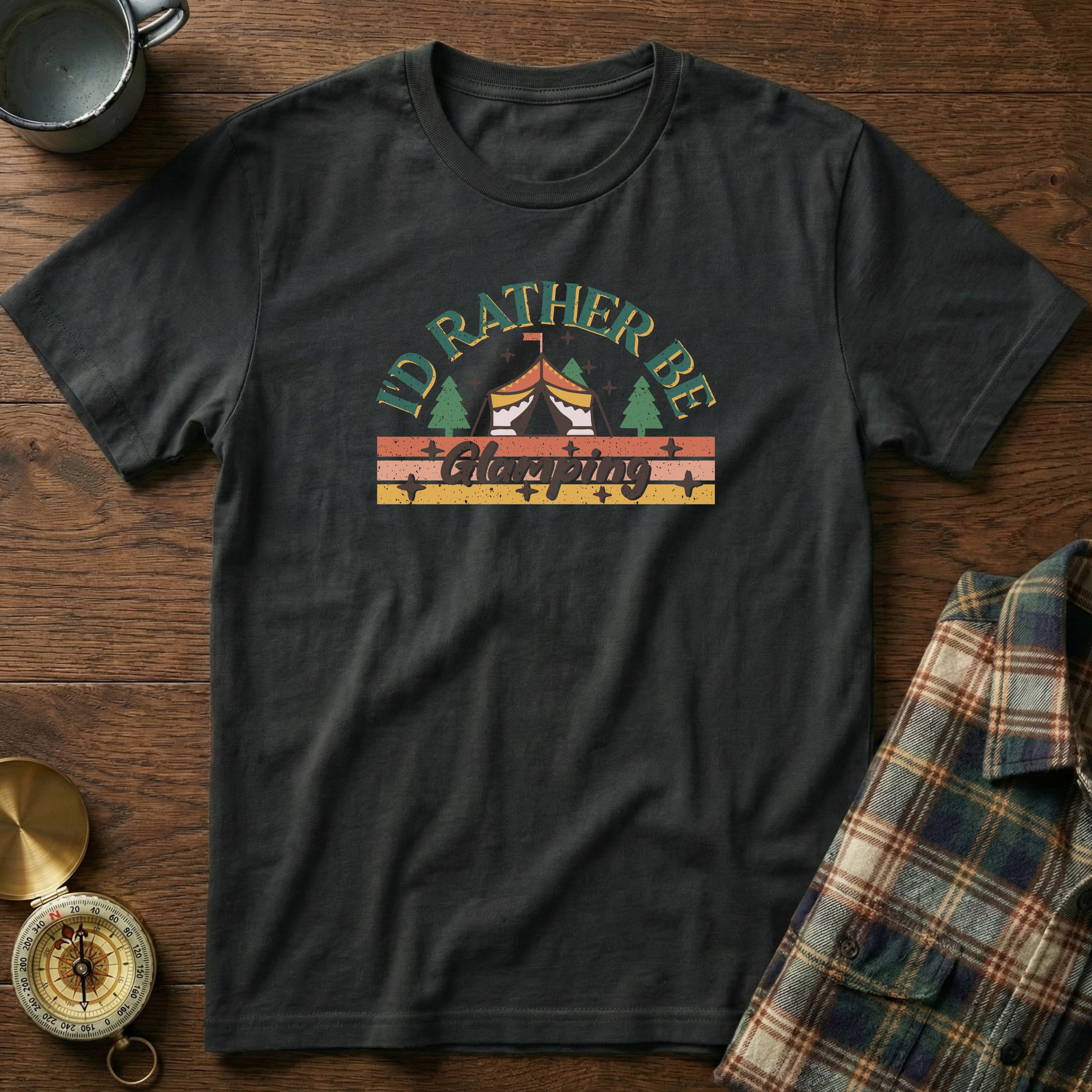 I'd Rather Be Glamping T-Shirt in Black