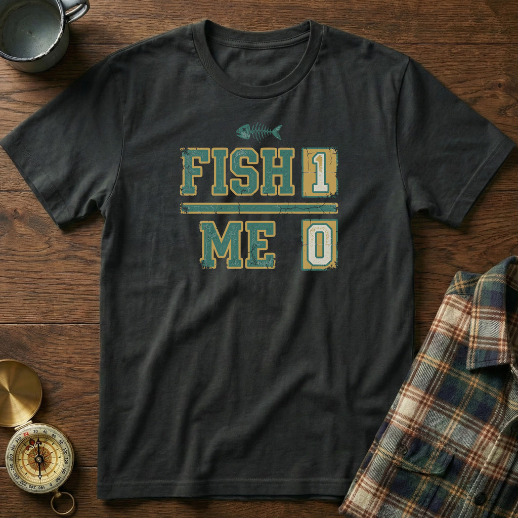 Local Angler Humor Fish 1 Me 0 Snarky Fishing T-Shirt in Black