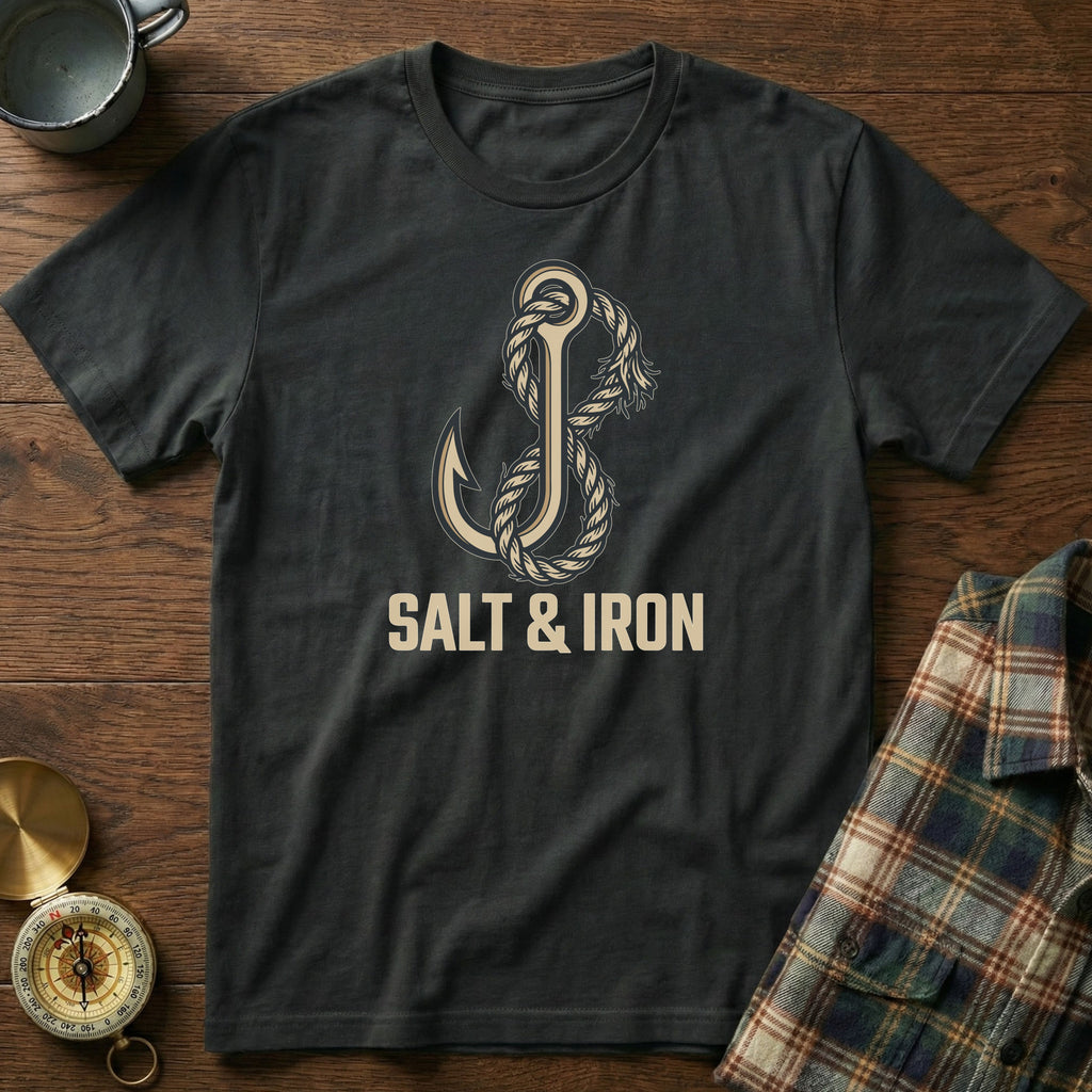 Salt and Iron Anchor Rope T-shirt in Black
