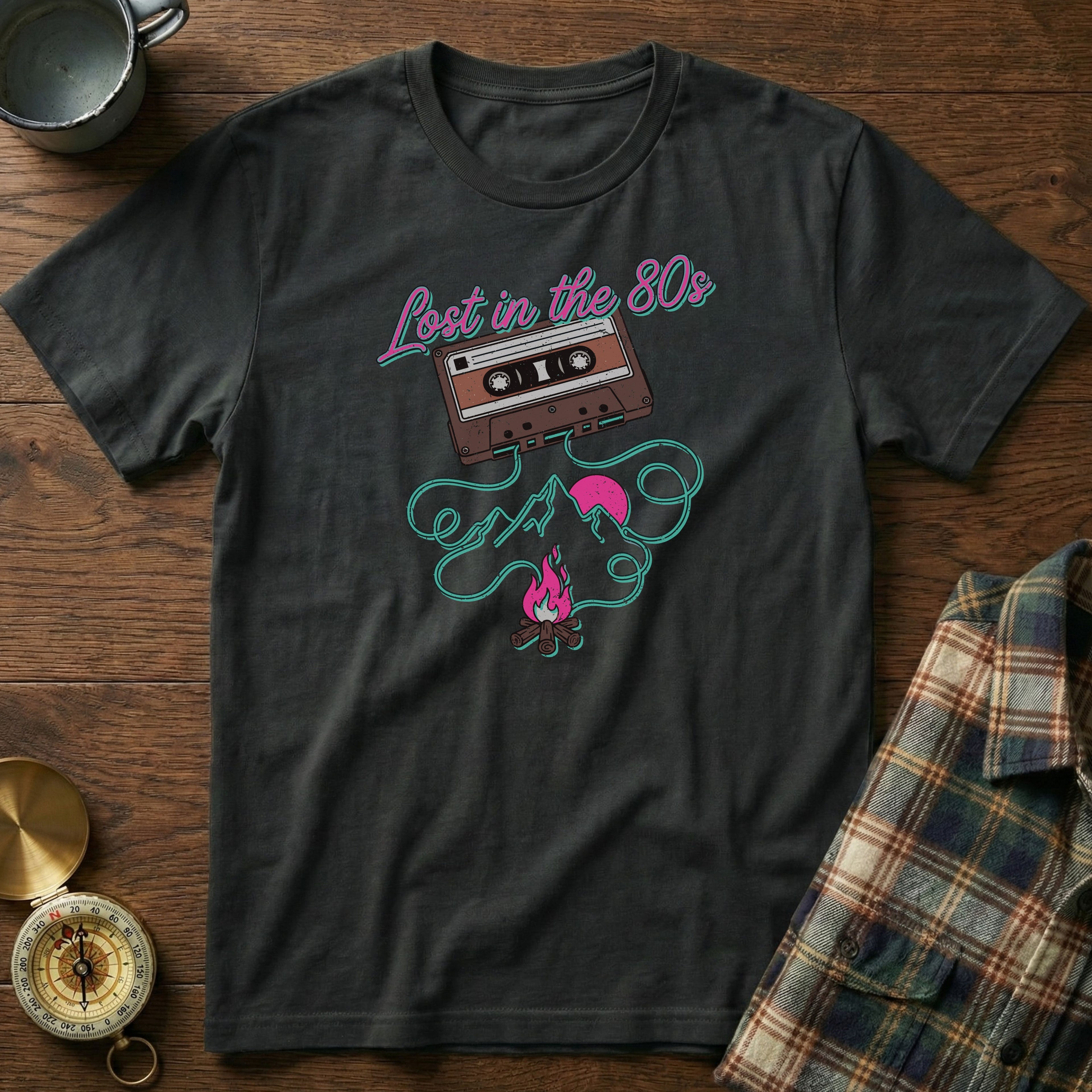 Lost in the 80s Retro Cassette T-Shirt in Black