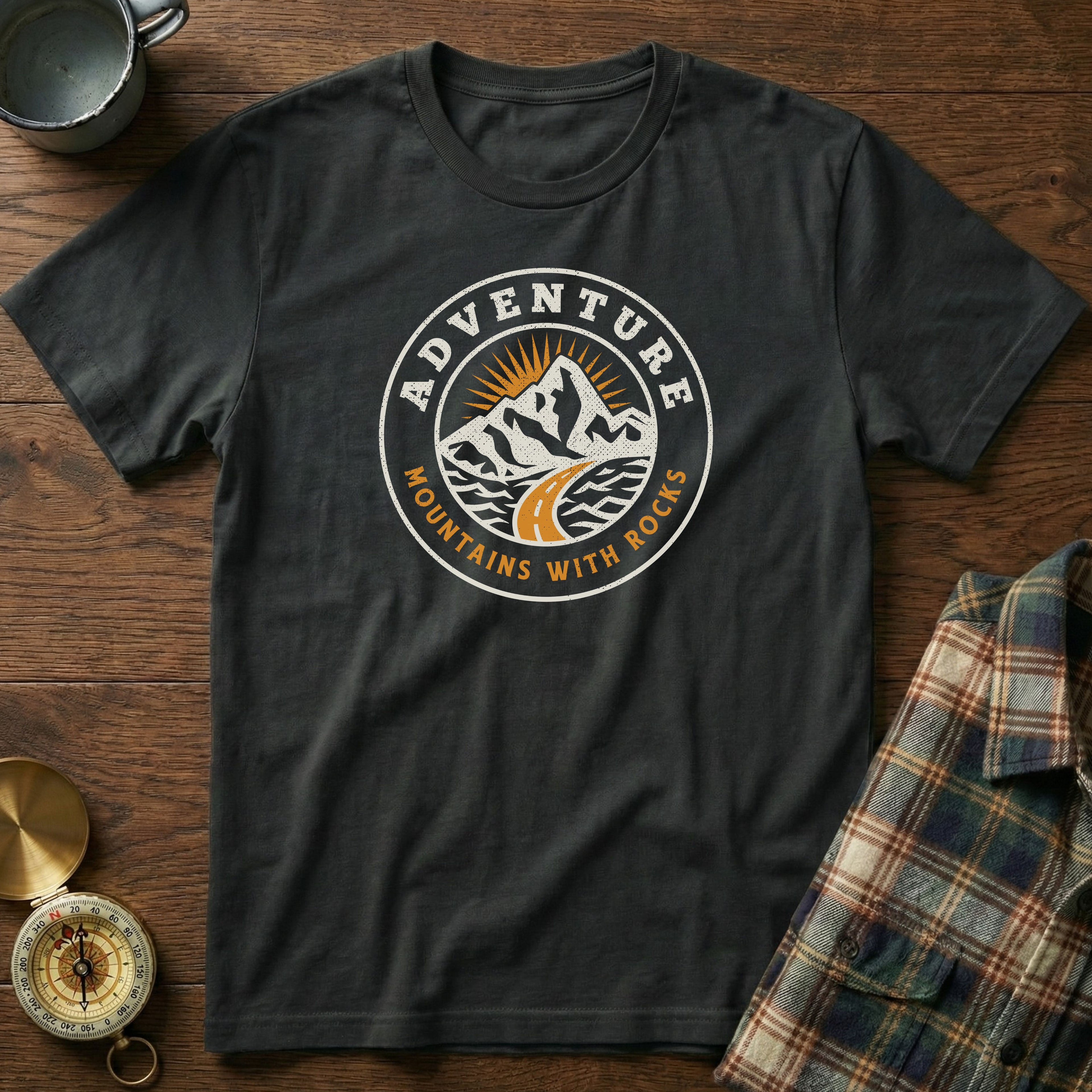 Distant Peaks Adventure Badge T-Shirt in Black
