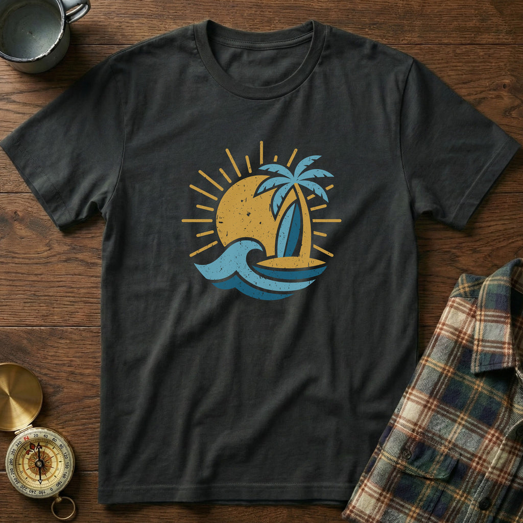 Vintage Island Sun Surf T-Shirt in Black