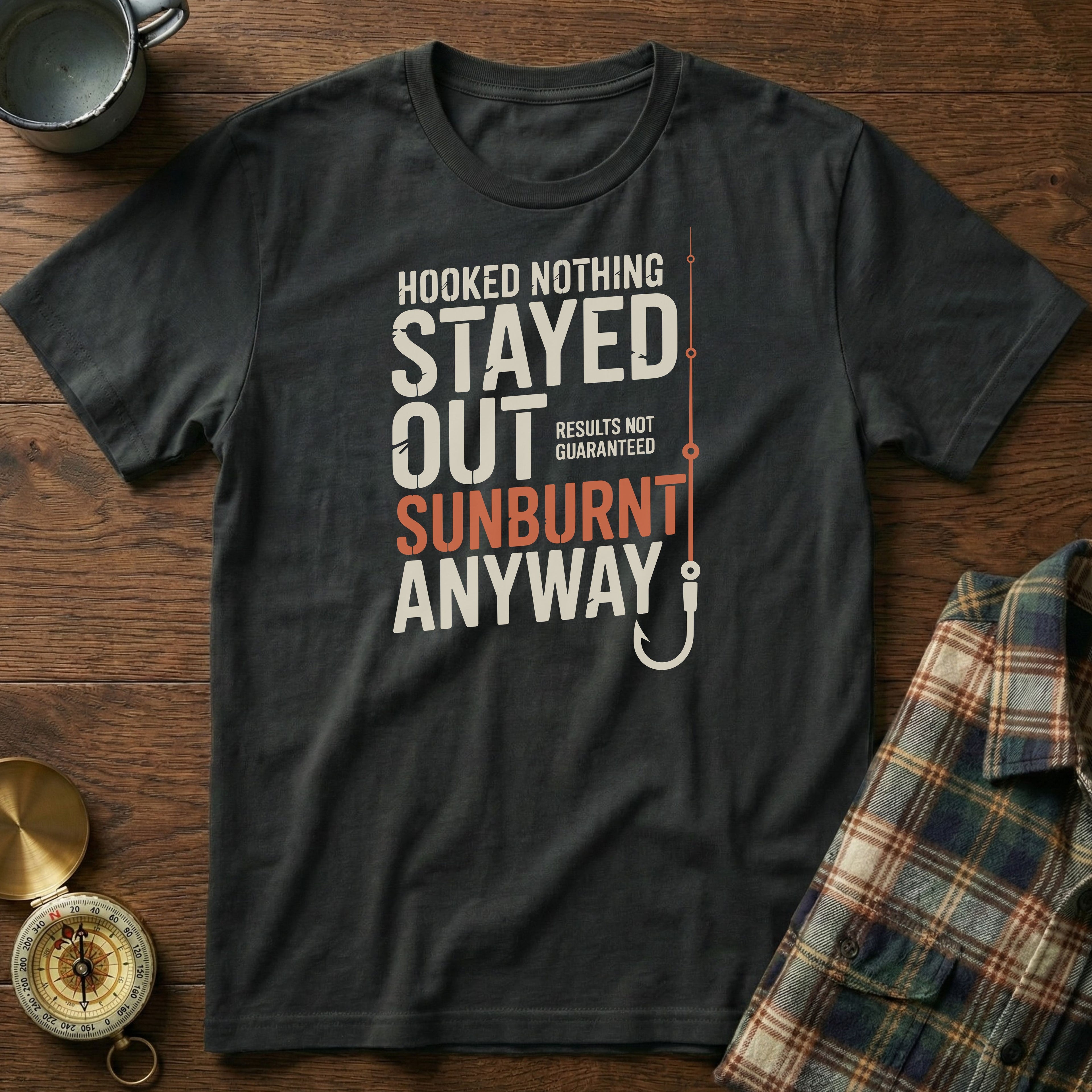 Coastal Fishing Snark Sunburnt Anyway T-shirt in Black