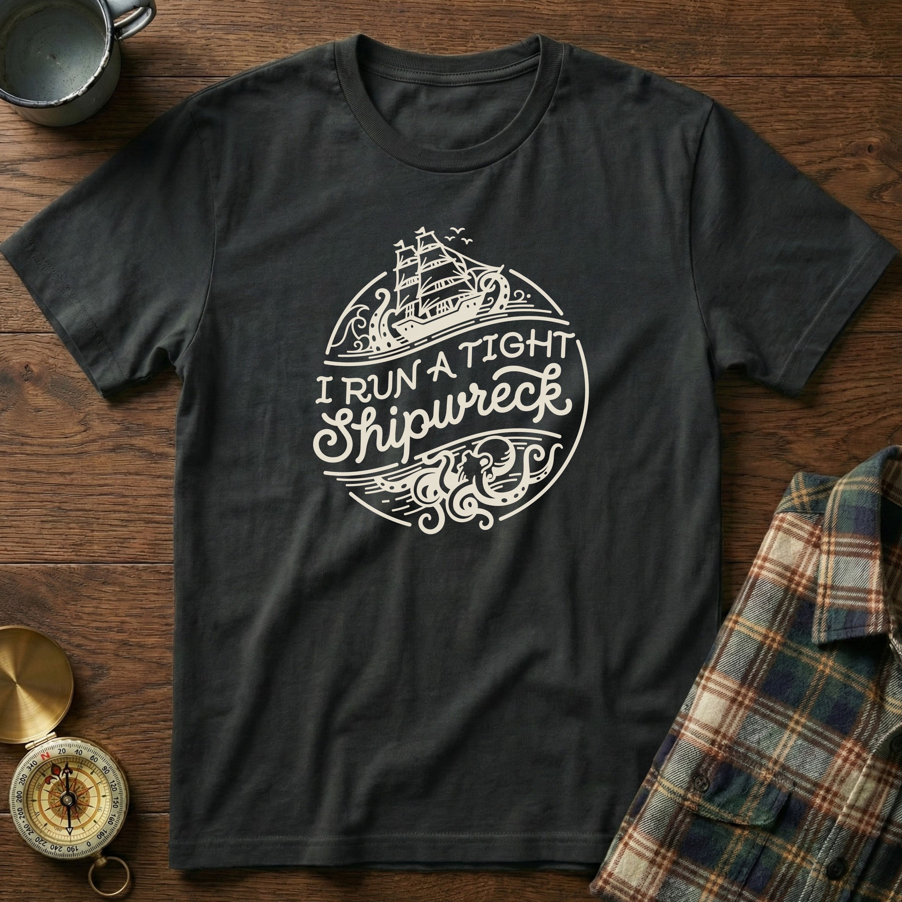I Run A Tight SHIPwreck T-Shirt in Black