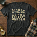 SNAFU Phonetic NATO Alphabet T-Shirt in Black
