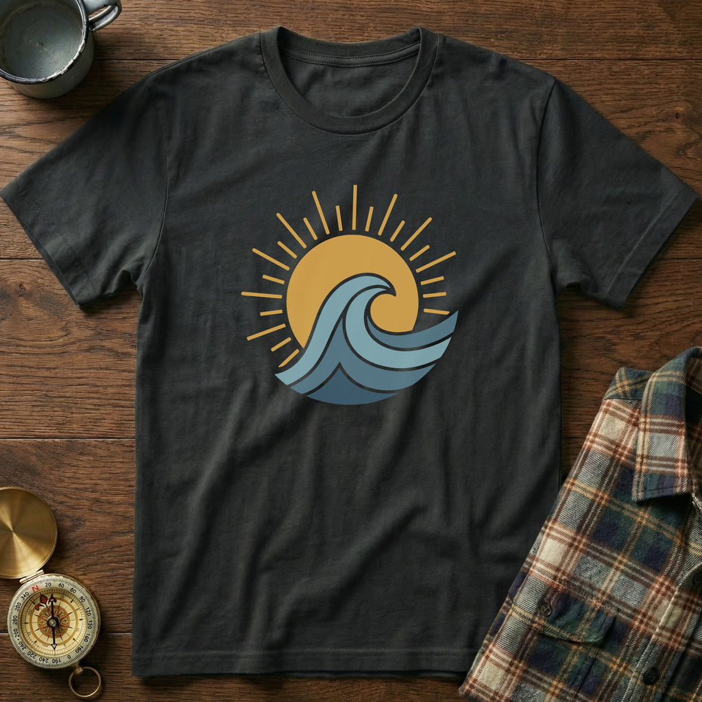Sun Surf and Waves Graphic T-Shirt in Black