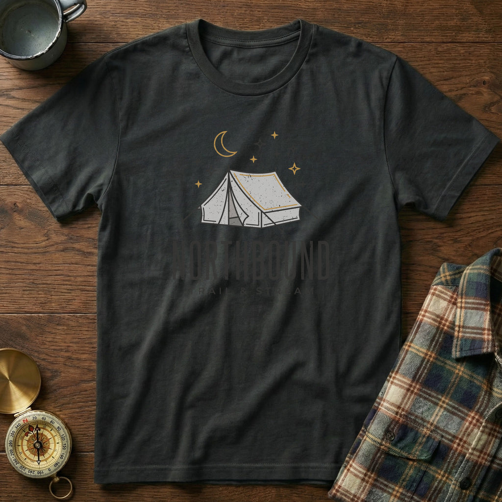 Trail and Stream Graphic Tent T-Shirt in Black