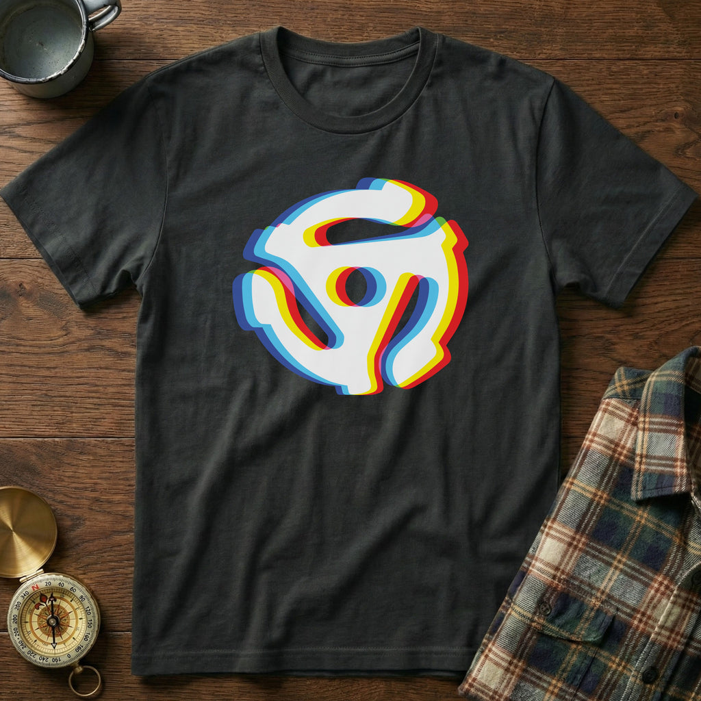45 Vinyl Adapter Glitch T-Shirt in Black