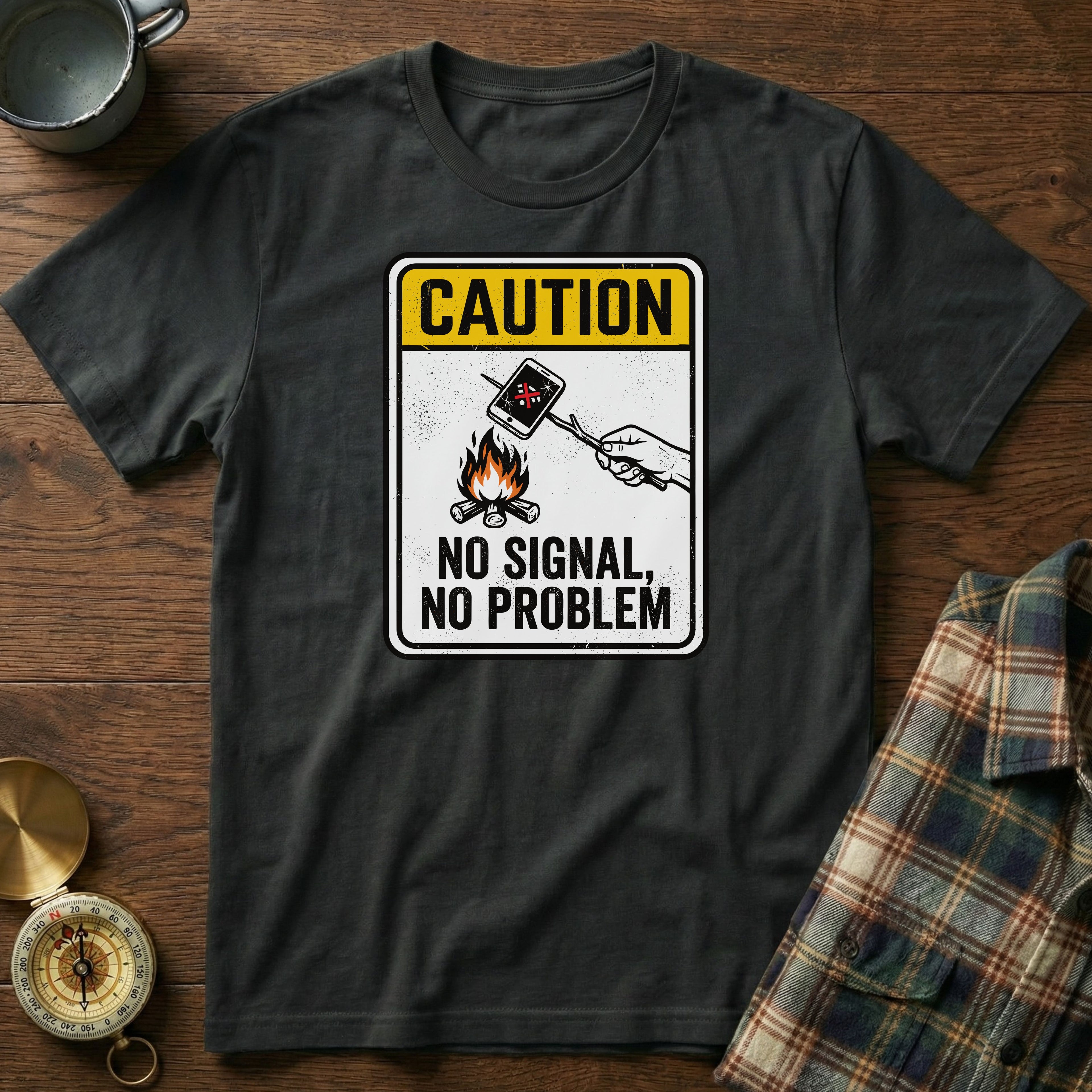 Caution: No Signal No Problem T-Shirt in Black