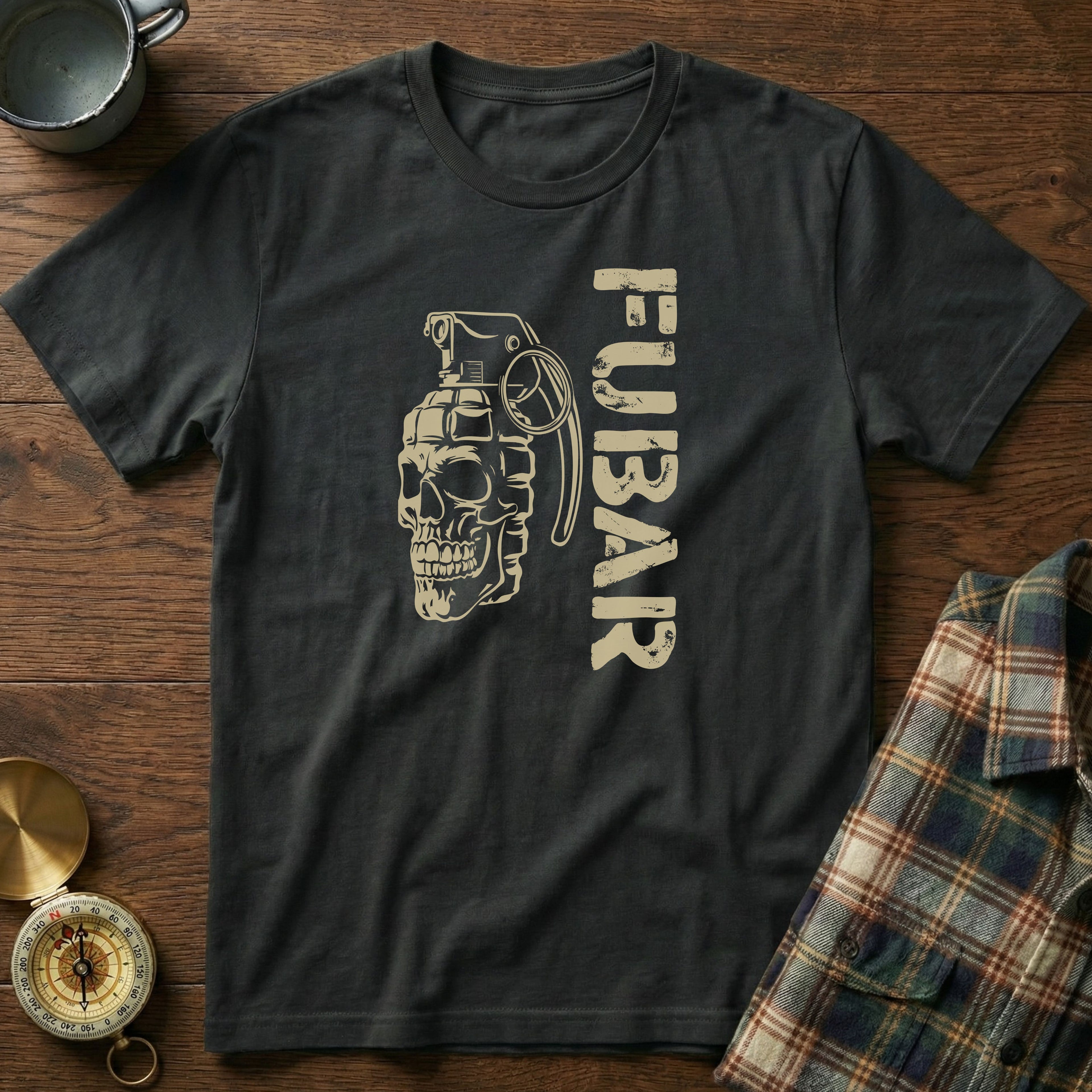 FUBAR Skull Grenade T-Shirt in Black