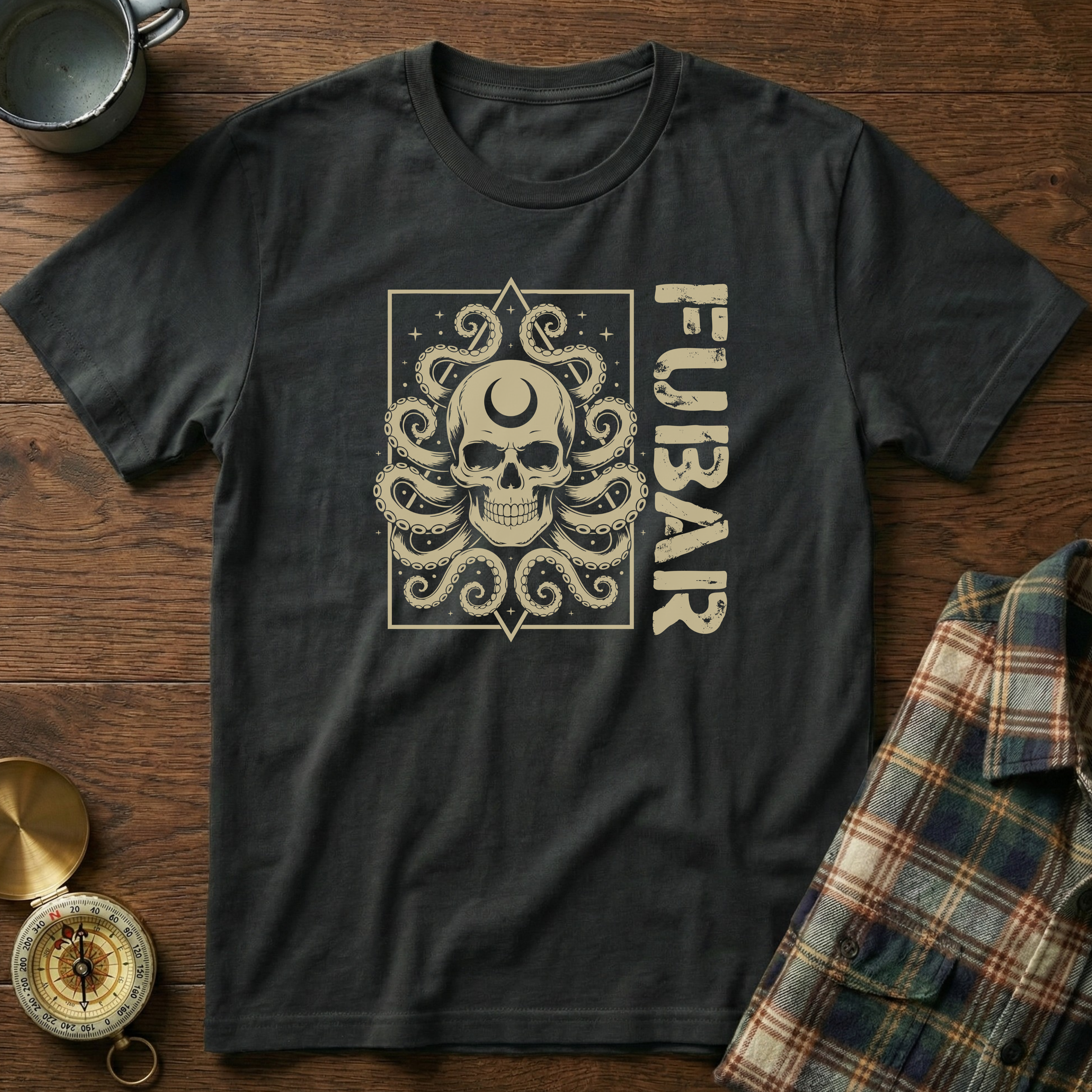 FUBAR Octopus Skull T-Shirt in Black