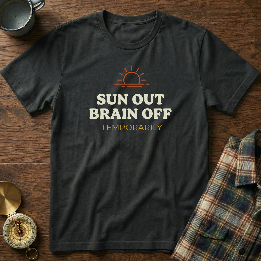 Coastal Escape Sun Out Brain Off T-Shirt in Black