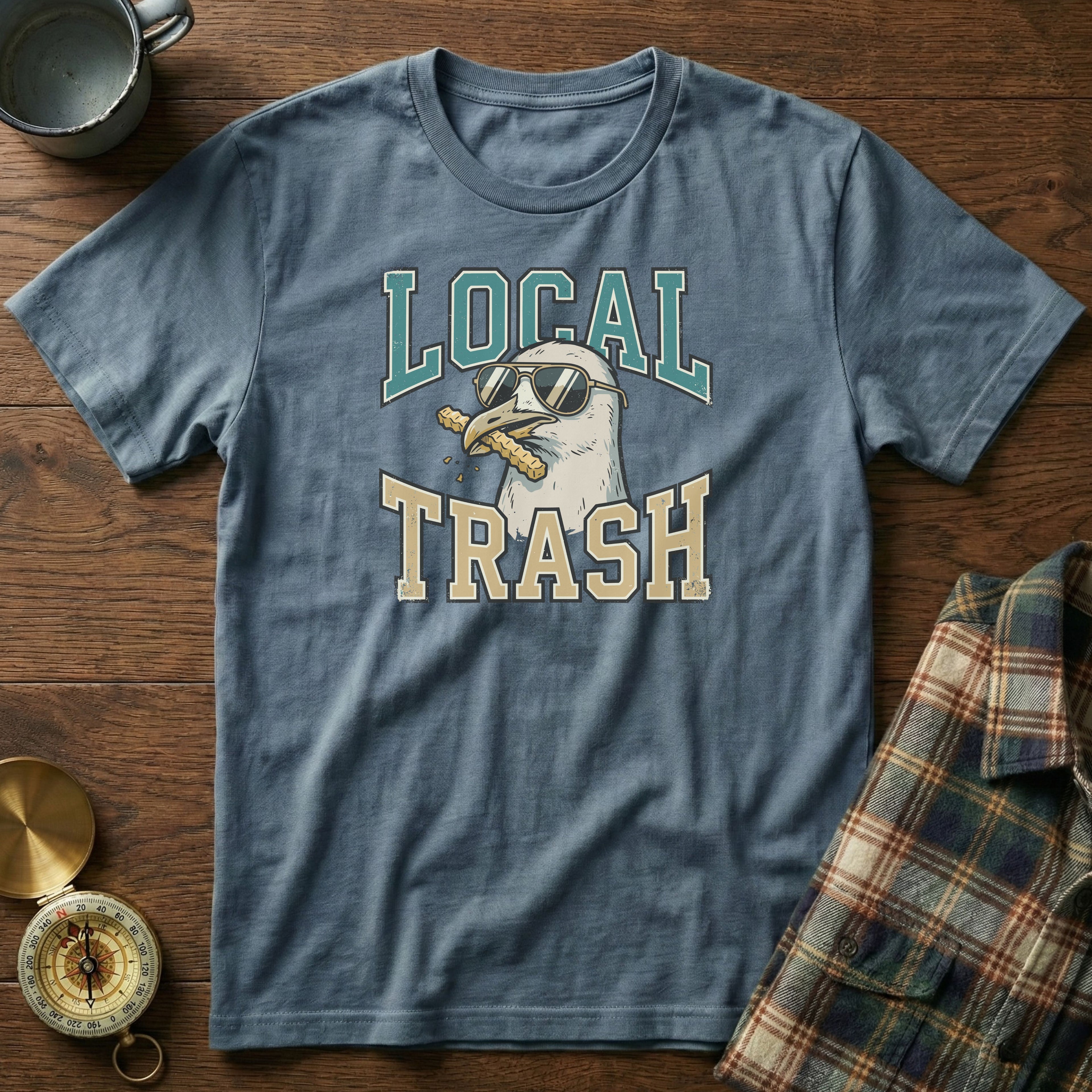 Local Trash Seagull Beach Humor T-shirt