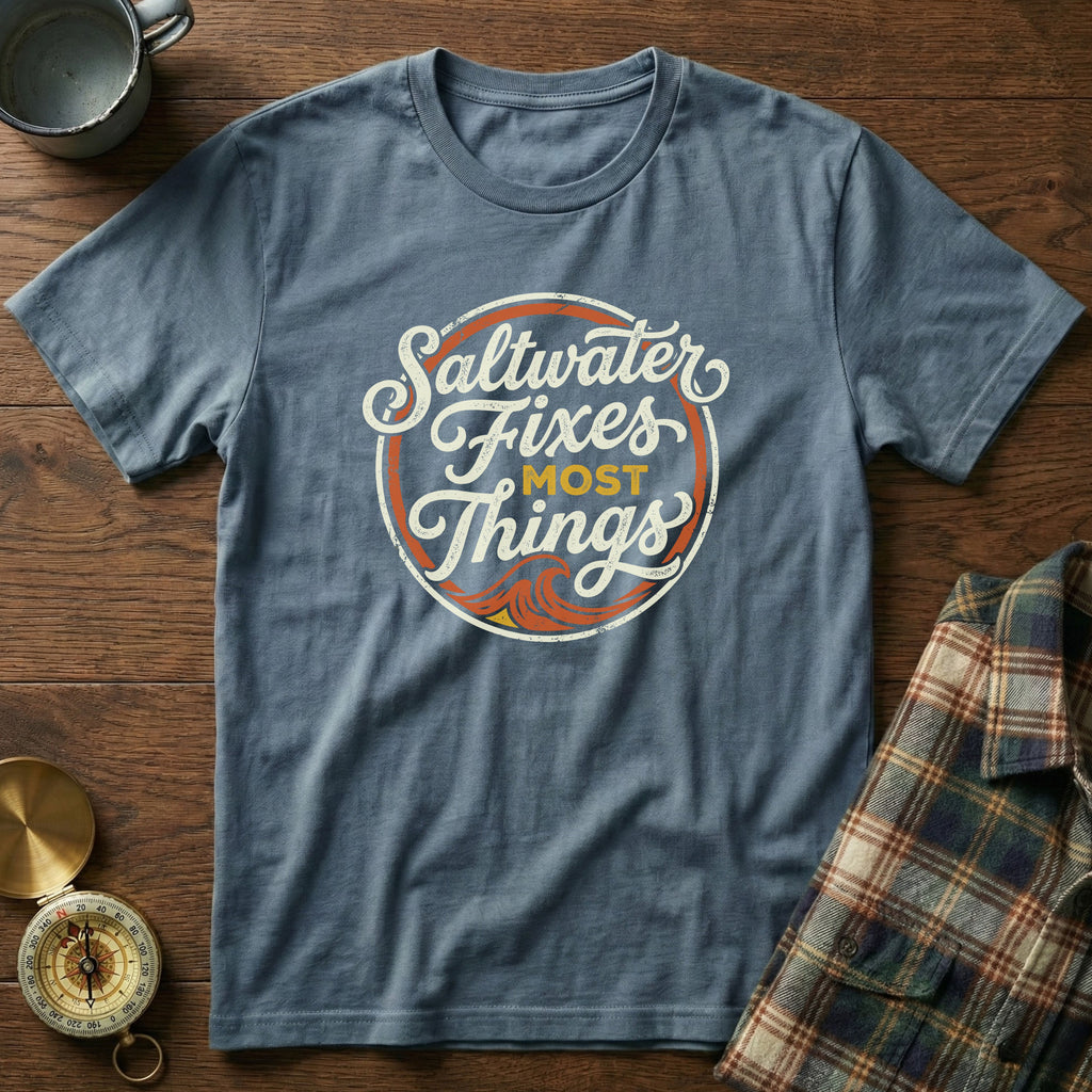 Coastal Retro 'Saltwater' Statement T-Shirt