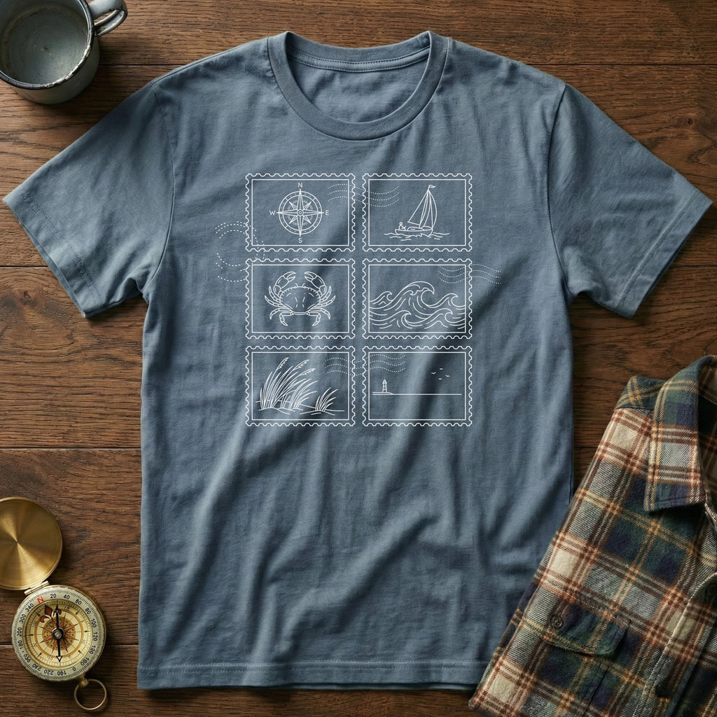 Coastal Wanderer Stamp Collection T-shirt