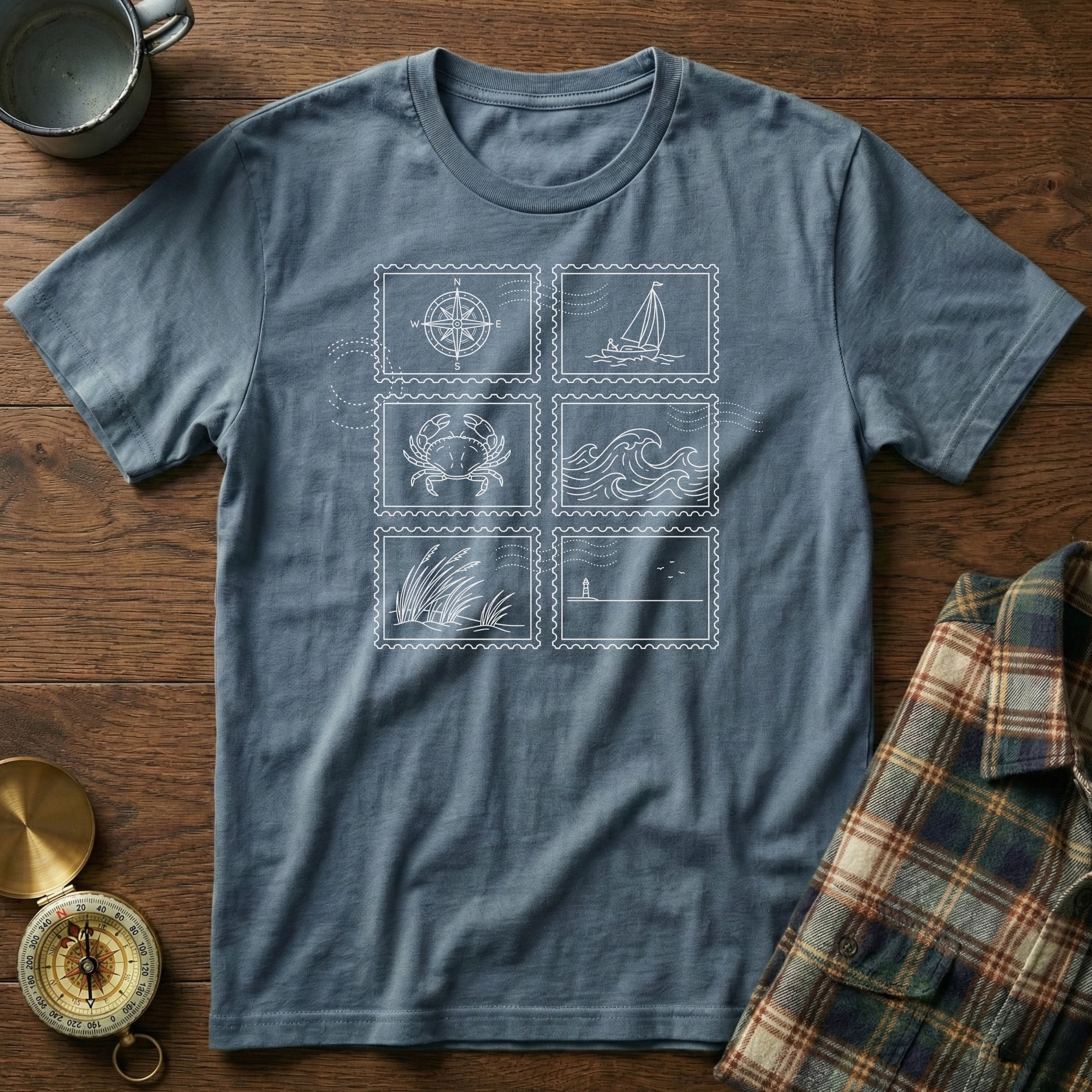 Coastal Wanderer Stamp Collection T-shirt