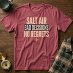 Salt Air Bad Decisions No Regrets Nautical T-Shirt in Crimson
