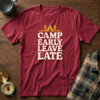 Camp Early Leave Late T-Shirt in Crimson