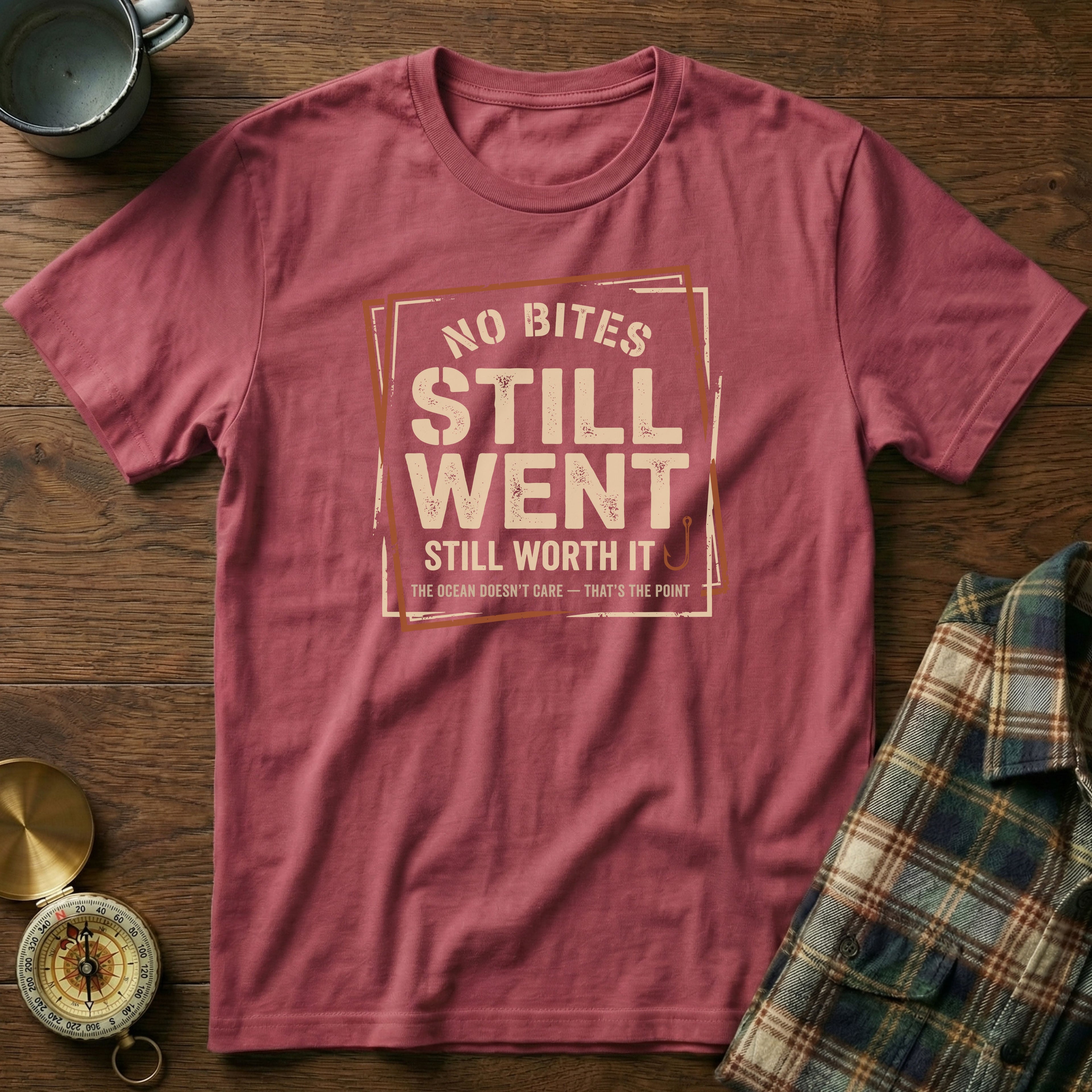 No Bites Still Went Still Worth It T-shirt in Crimson