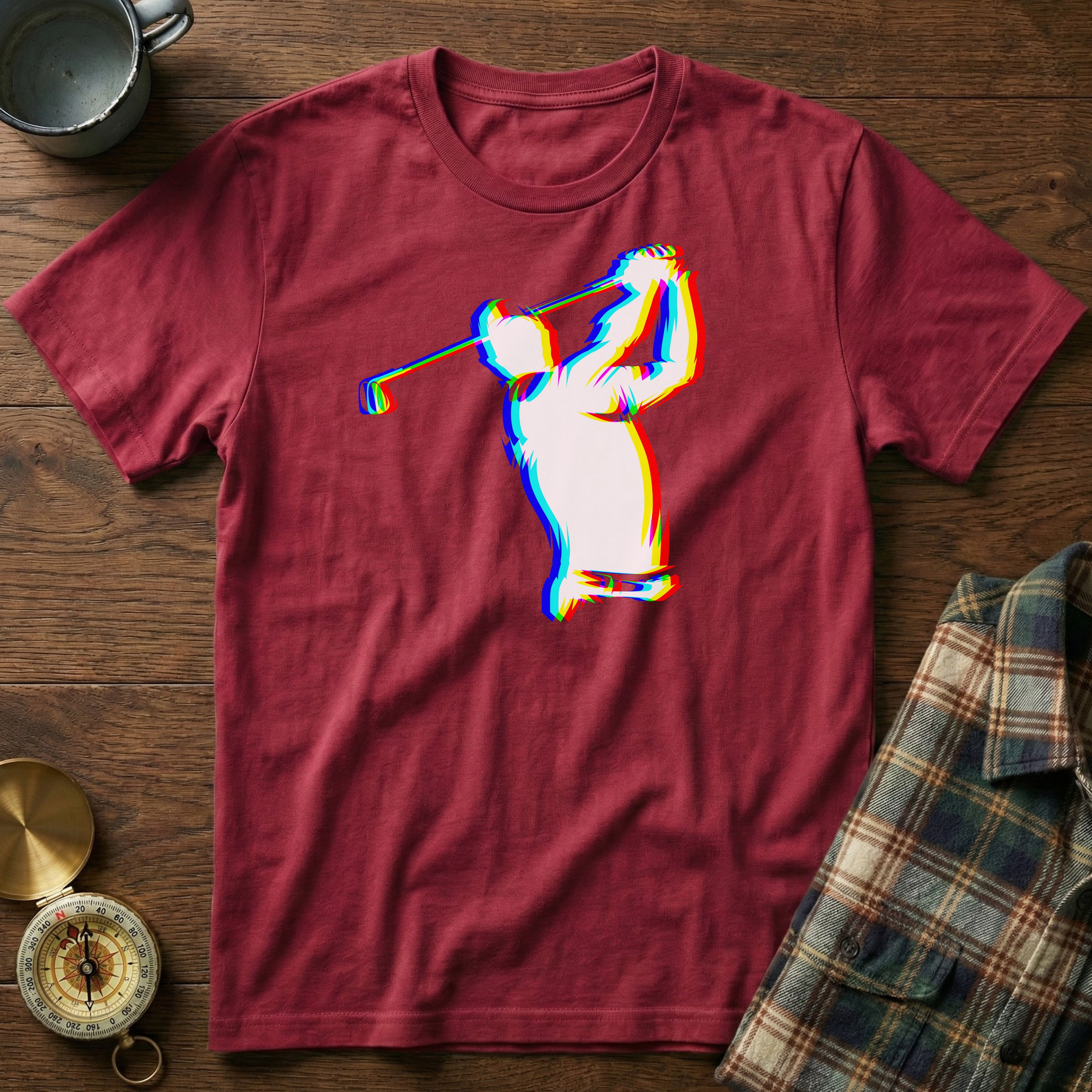 EDM Glitch Golf T-Shirt in Crimson