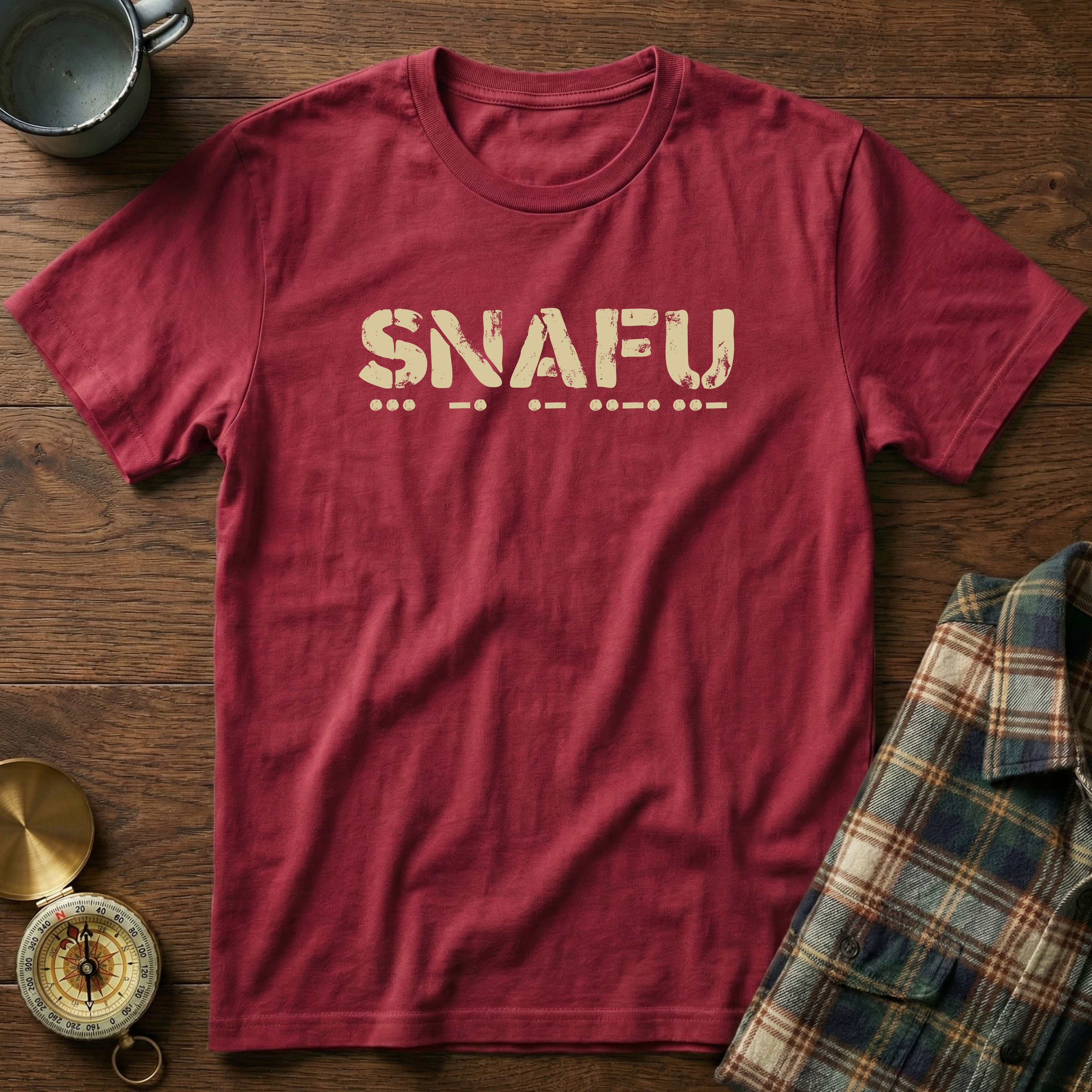SNAFU Morse Code T-Shirt in Crimson