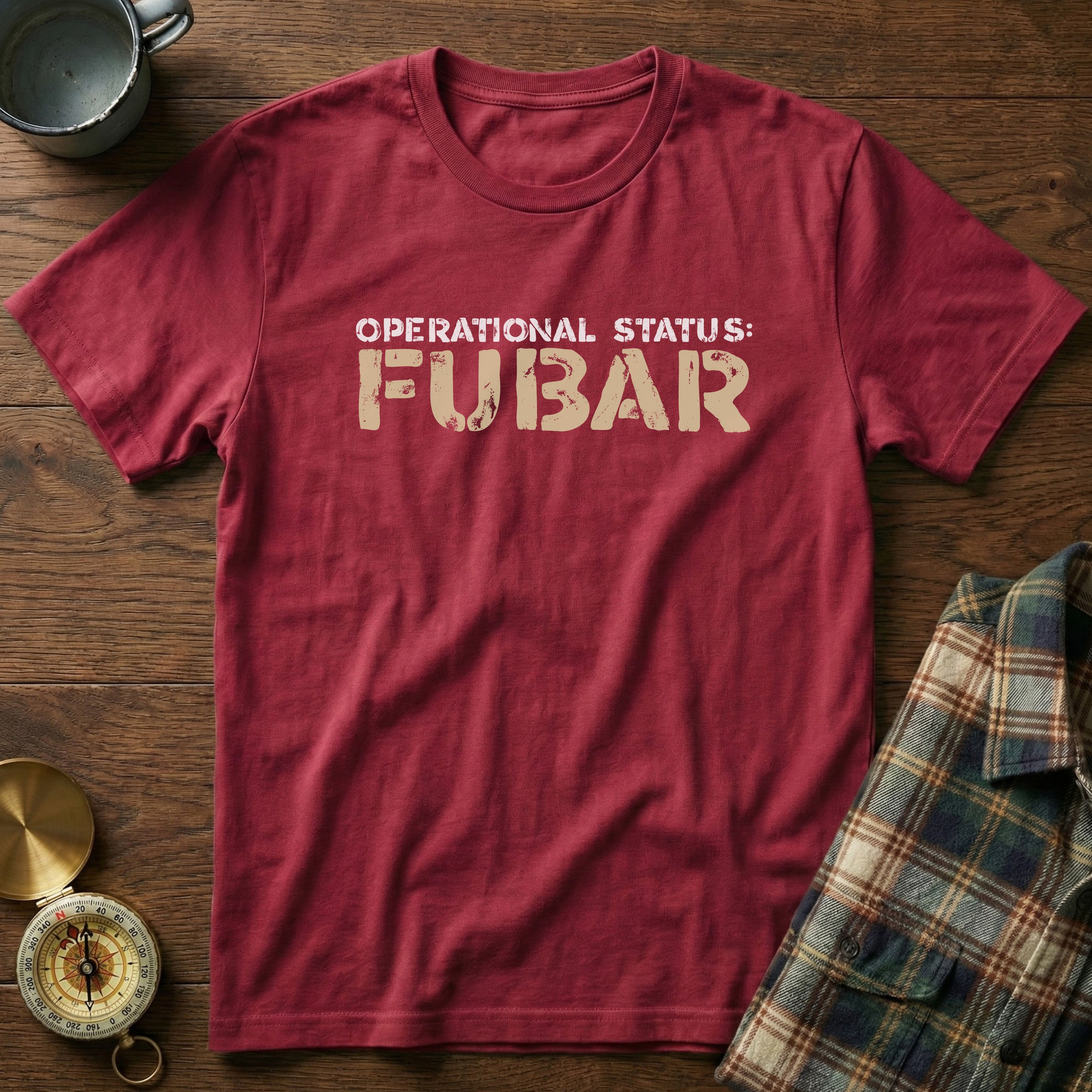 OPERATIONAL STATUS: FUBAR/SNAFU T-Shirt in Crimson