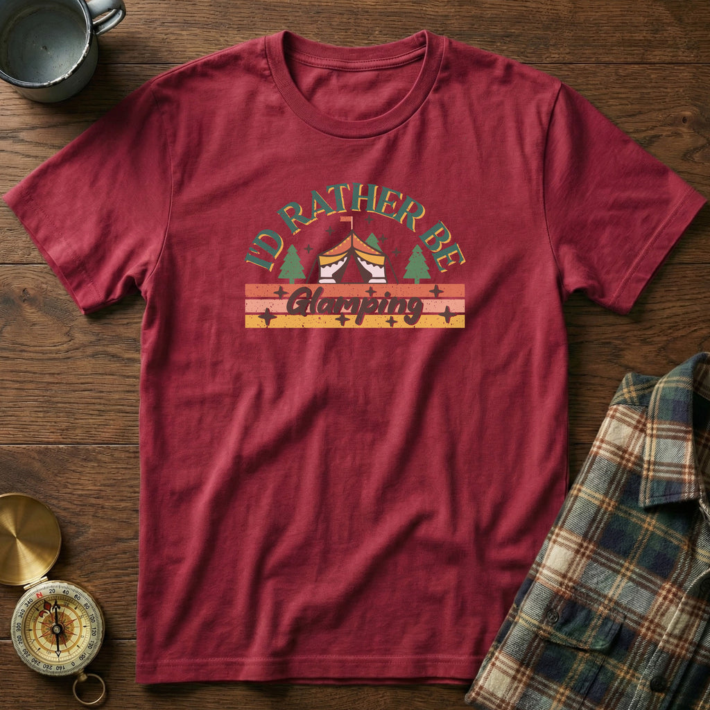 I'd Rather Be Glamping T-Shirt in Crimson