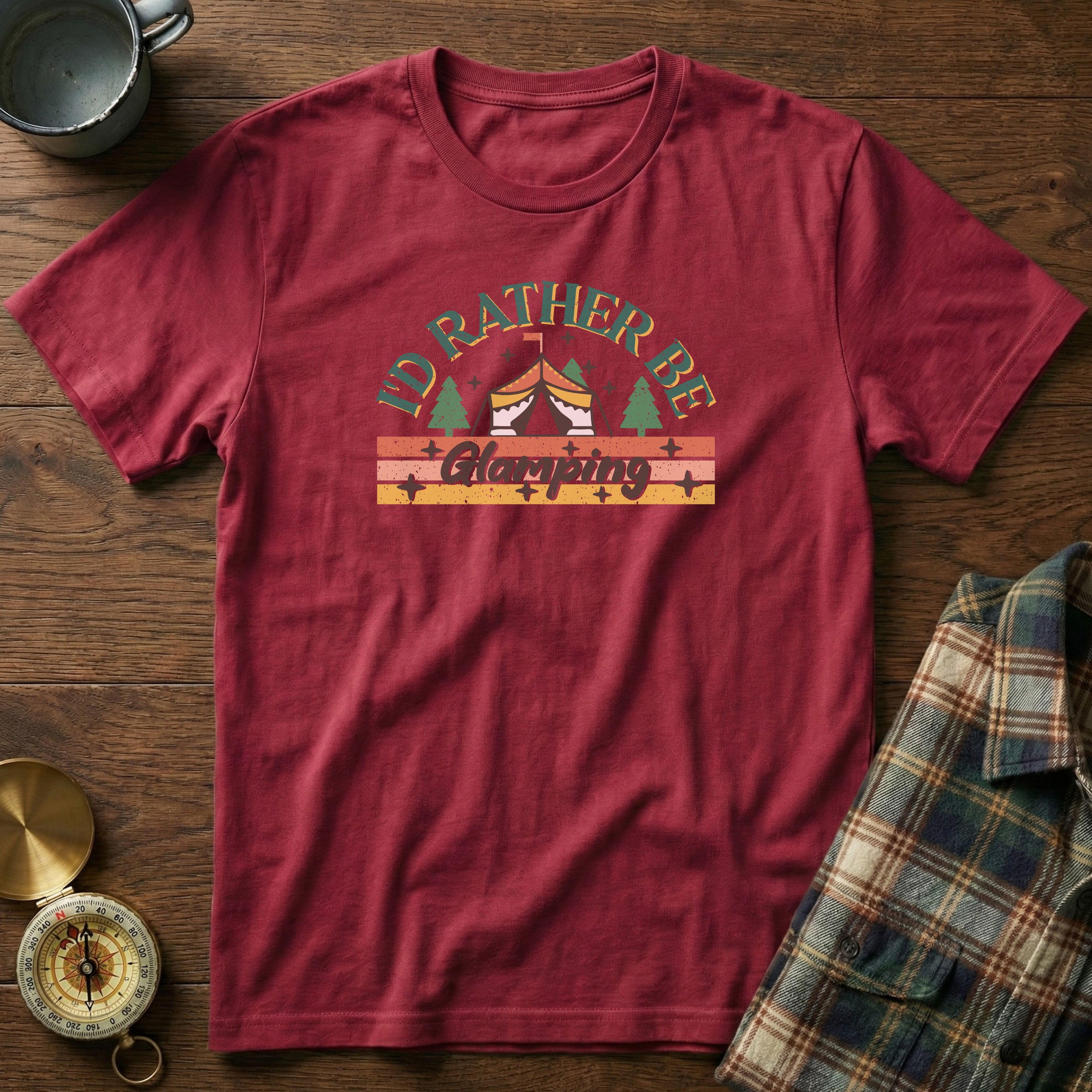 I'd Rather Be Glamping T-Shirt in Crimson
